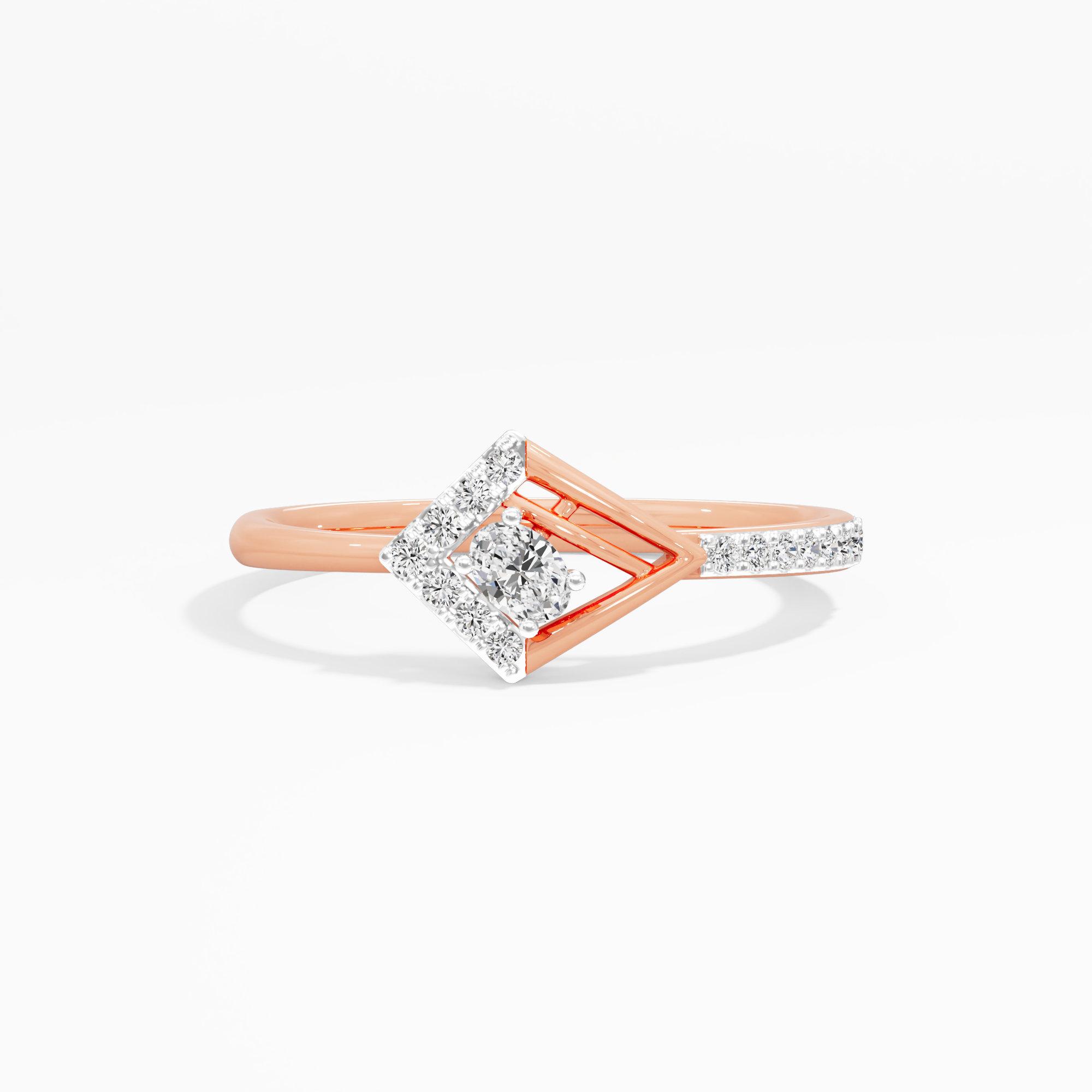 Radiant Prism Cocktail Ring in 9KT Rose Gold (Diamond Quality: FG-VVS VS)