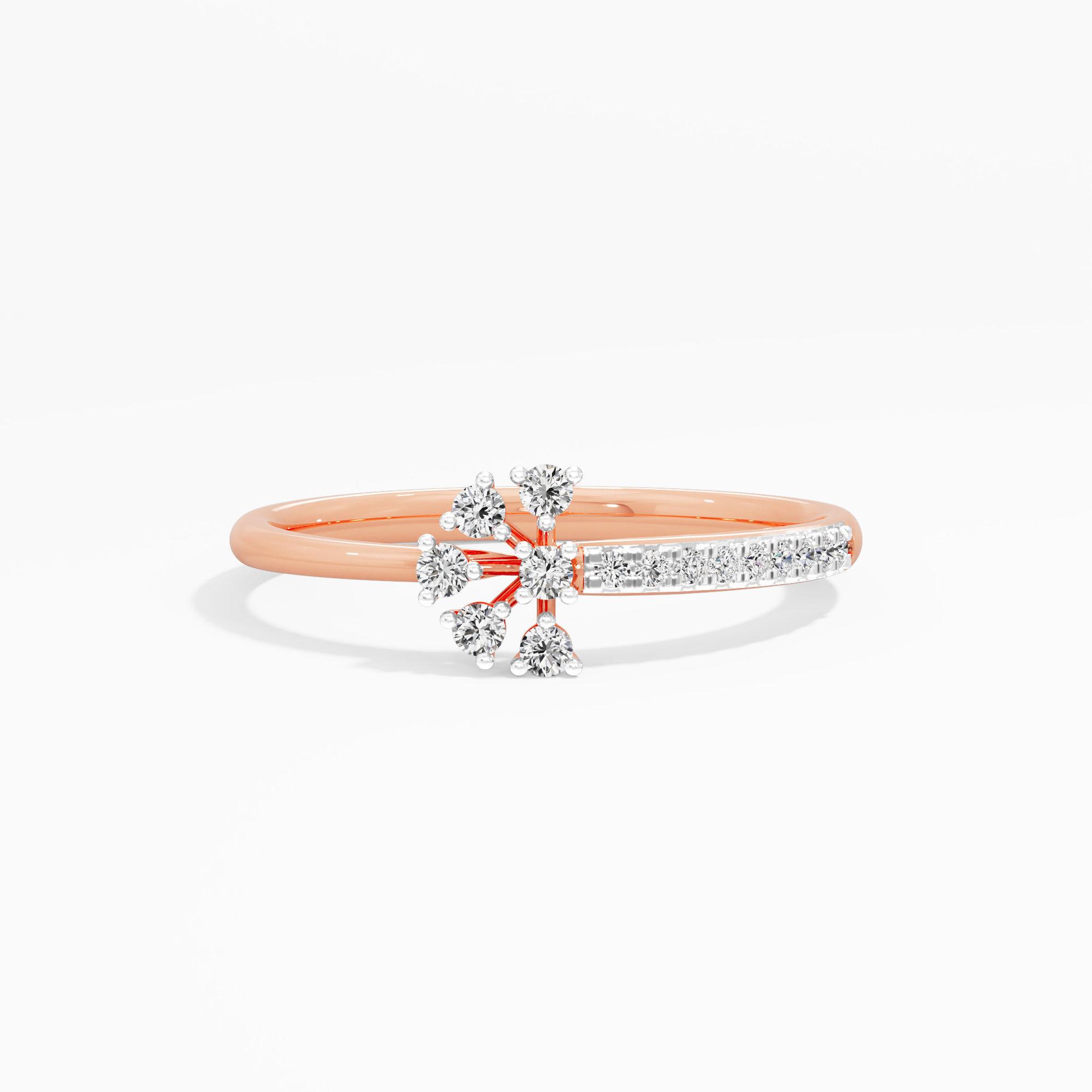 Floral Whisper Cocktail Ring in 9KT Rose Gold (Diamond Quality: EF-VVS VS)