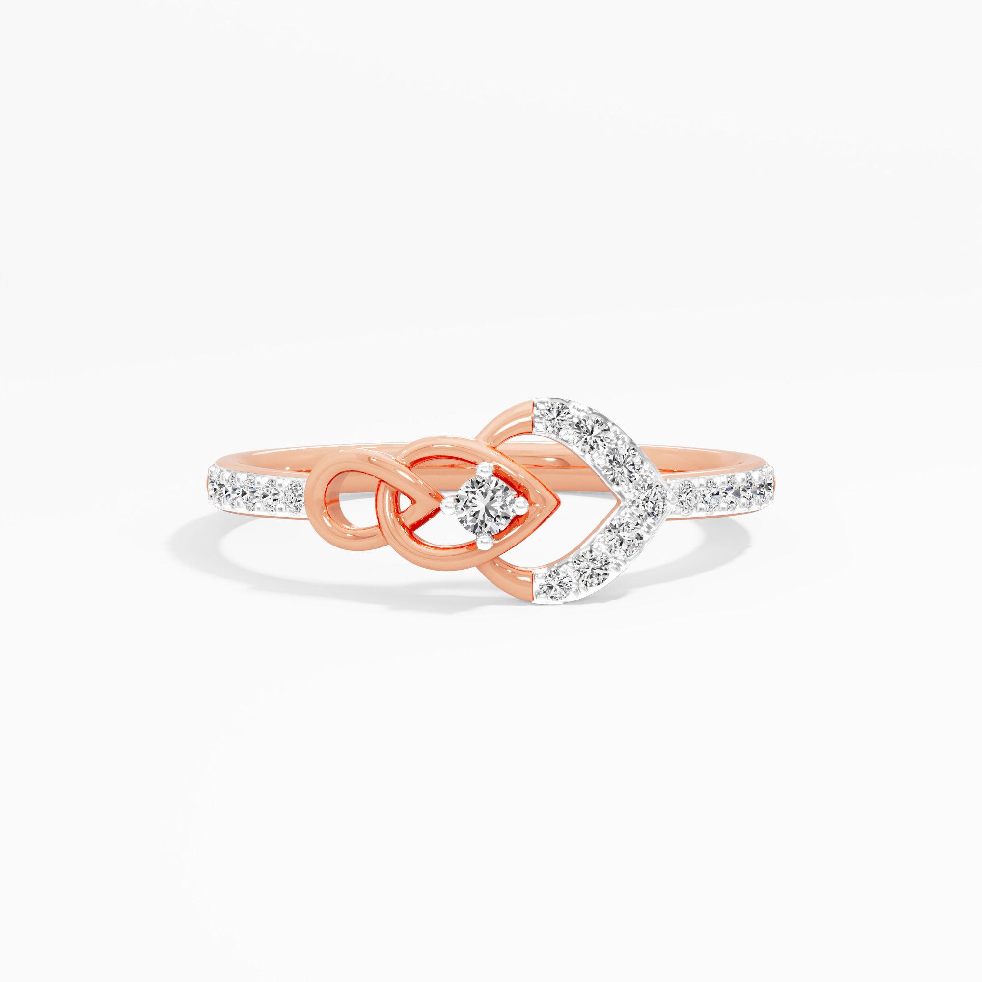 Graceful Embrace Bypass Ring in 9KT Rose Gold (Diamond Quality: EF-VVS VS)