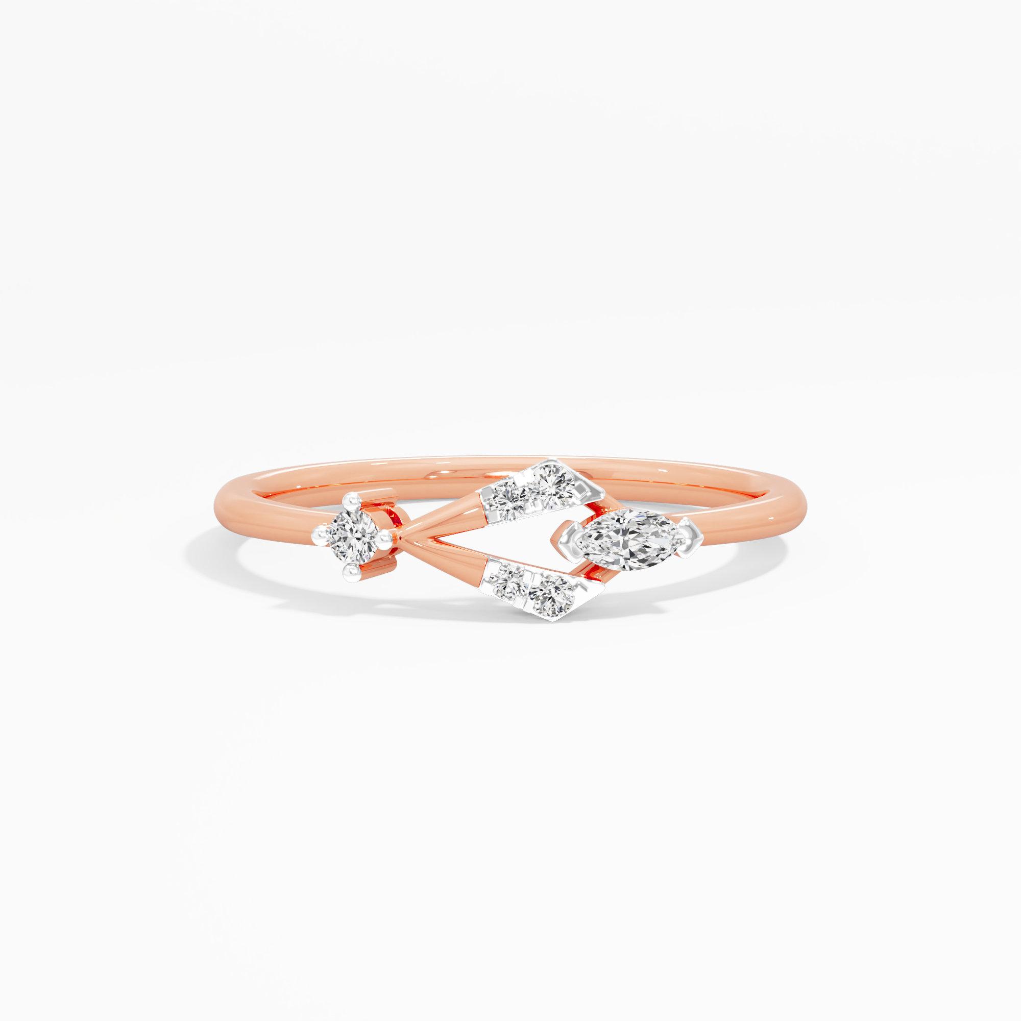 Petal Cascade Bypass Ring in 9KT Rose Gold (Diamond Quality: FG-VVS VS)