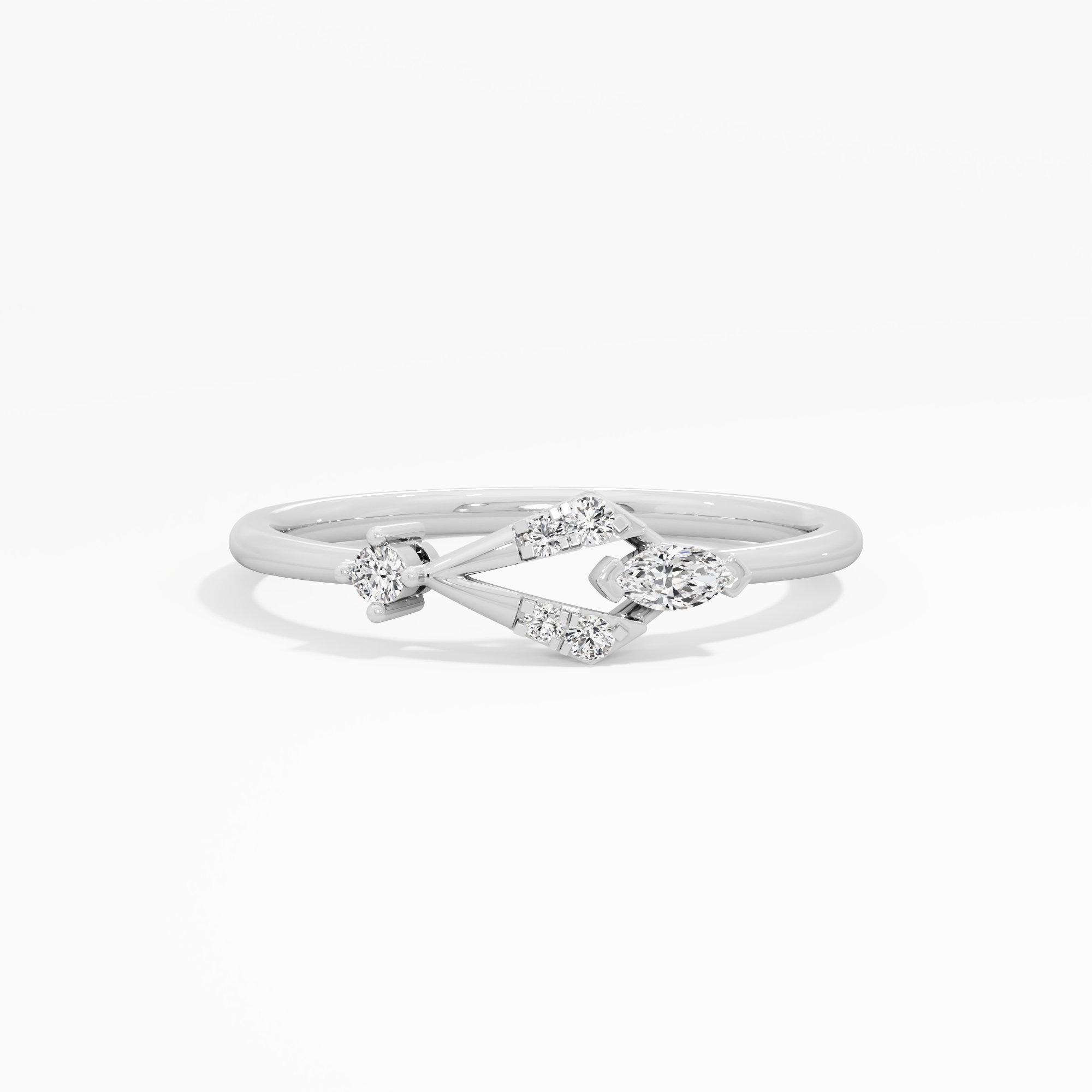 Petal Cascade Bypass Ring in 9KT White Gold (Diamond Quality: FG-VVS VS)