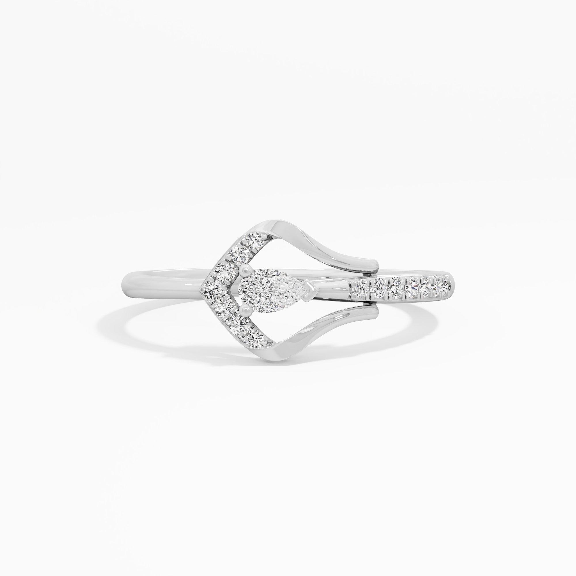 Pearlescent Curve Bypass Ring in 9KT White Gold (Diamond Quality: FG-VVS VS)