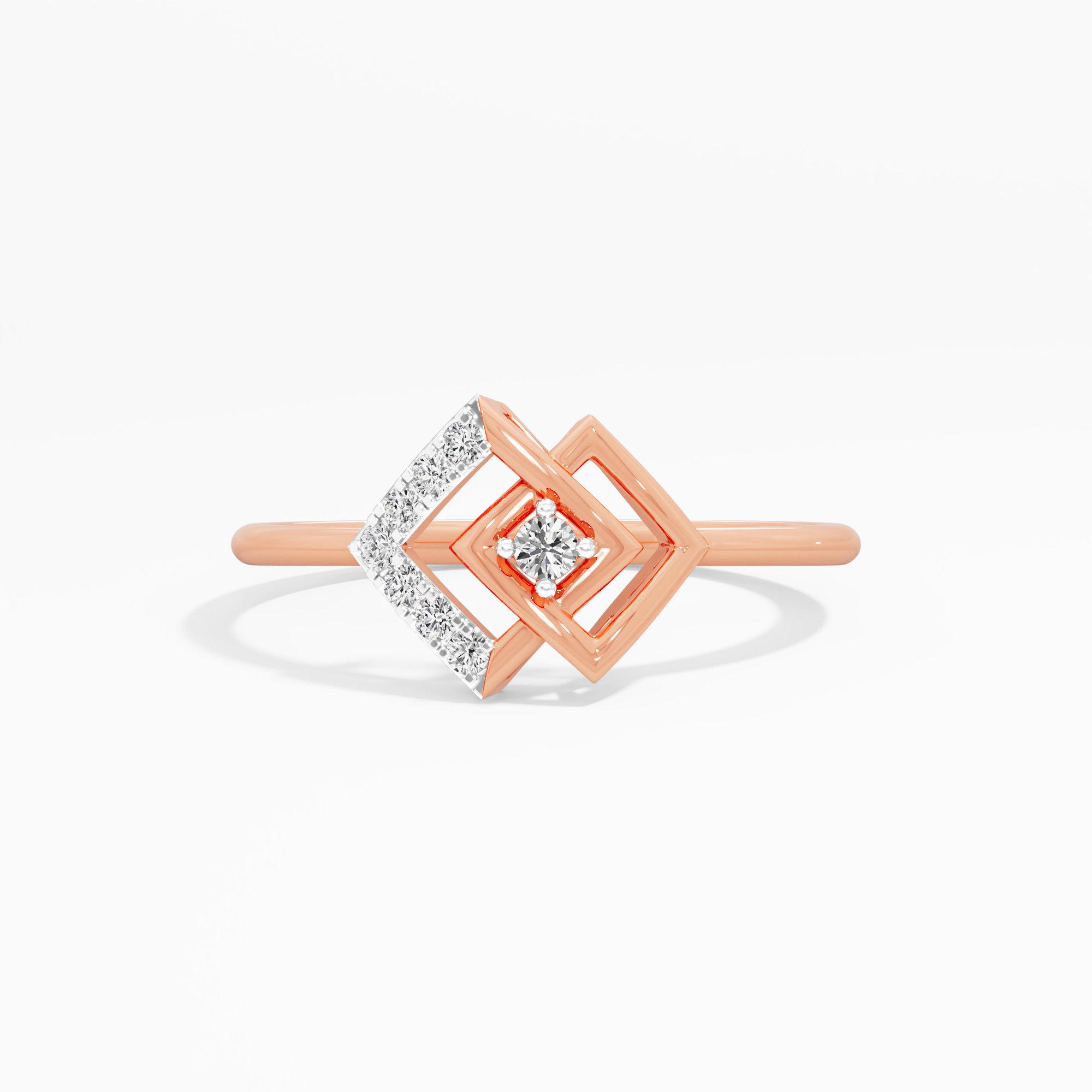 Glimmering Contour Cocktail Ring in 9KT Rose Gold (Diamond Quality: EF-VVS VS)