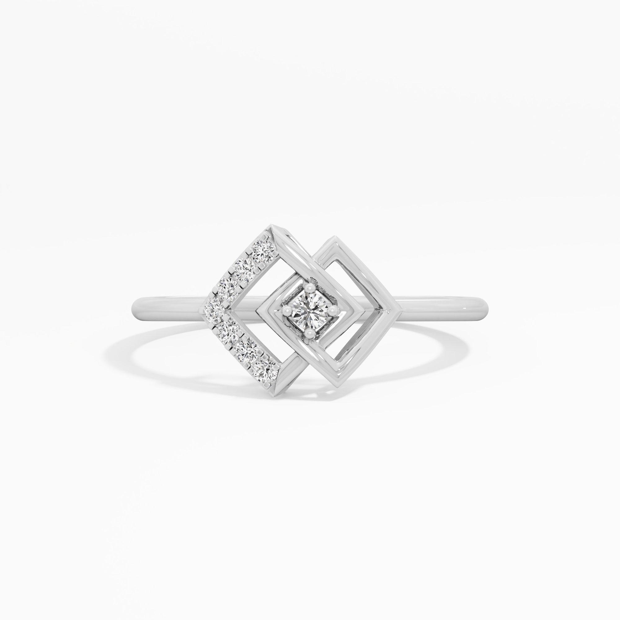 Glimmering Contour Cocktail Ring in 9KT White Gold (Diamond Quality: EF-VVS VS)
