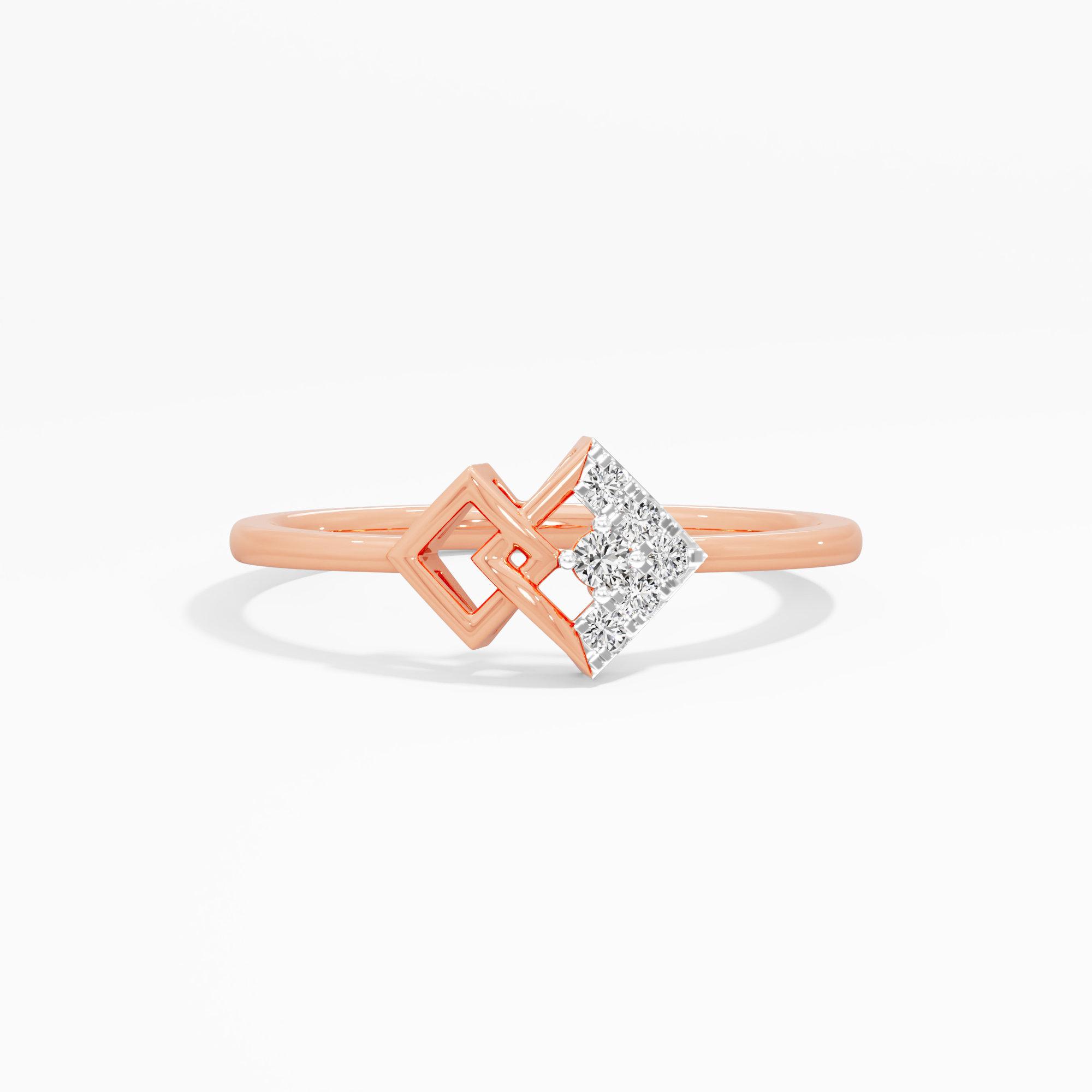 Nexus Glow Bypass Ring in 9KT Rose Gold (Diamond Quality: FG-VVS VS)