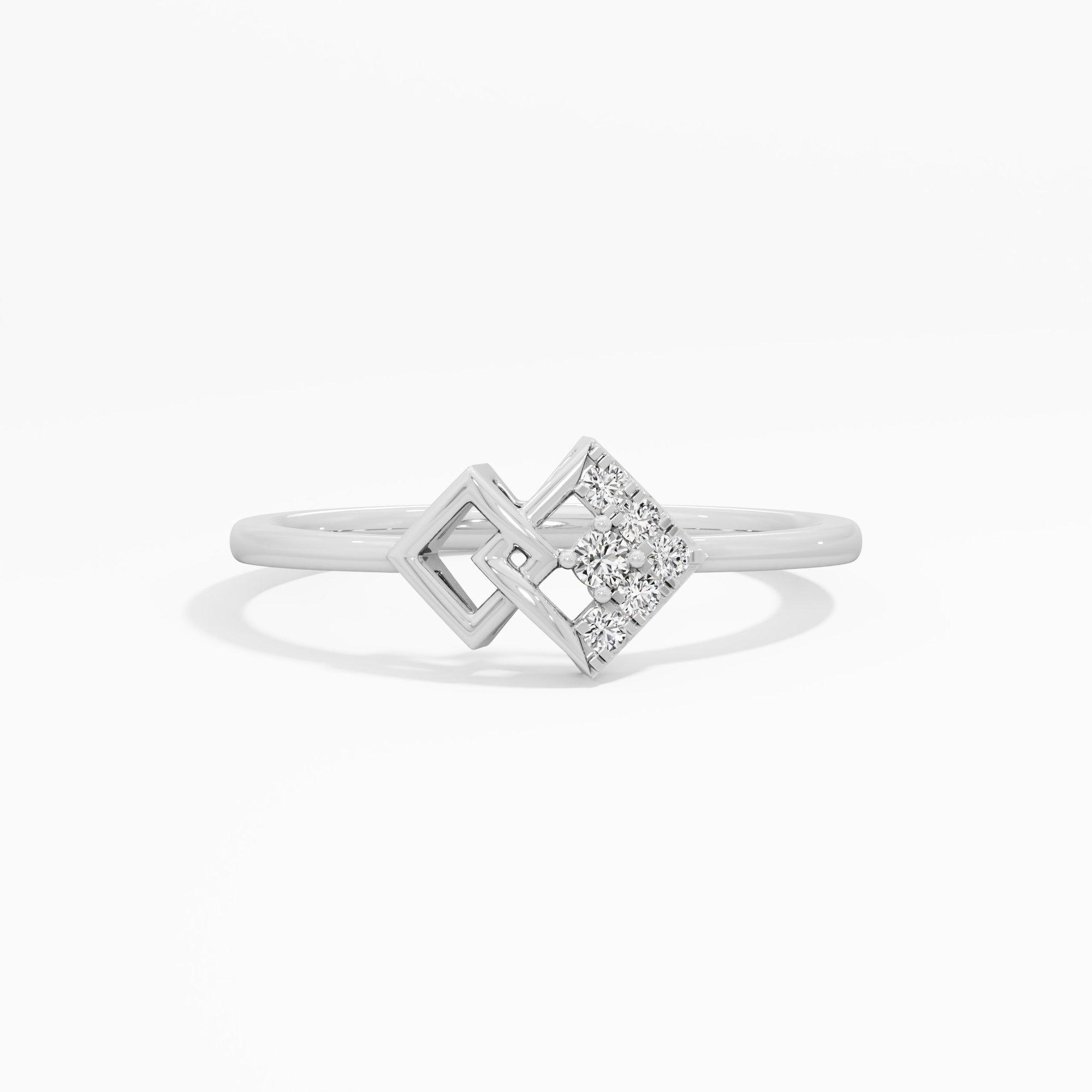 Nexus Glow Bypass Ring in 9KT White Gold (Diamond Quality: FG-VVS VS)