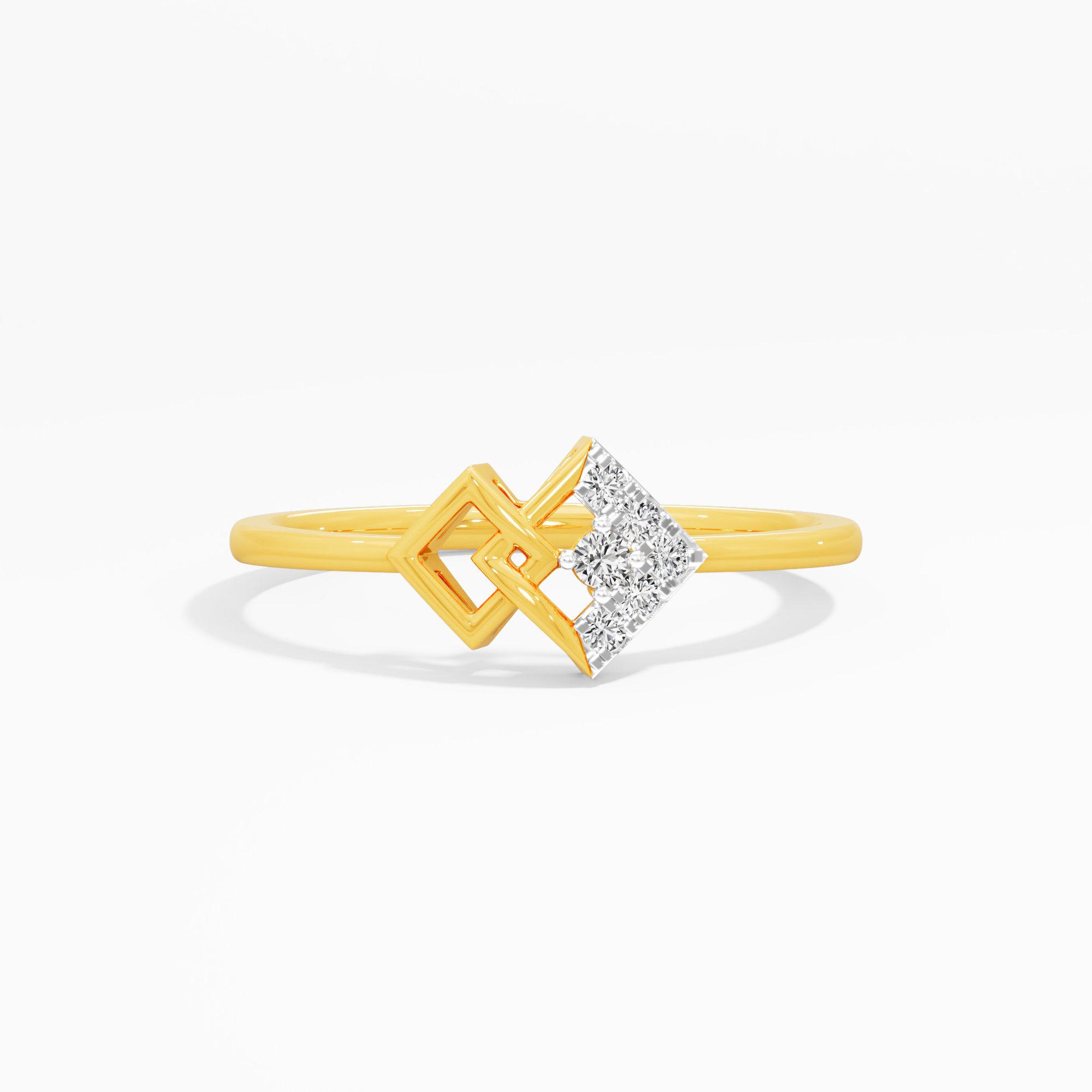 Nexus Glow Bypass Ring in 9KT Yellow Gold (Diamond Quality: FG-VVS VS)