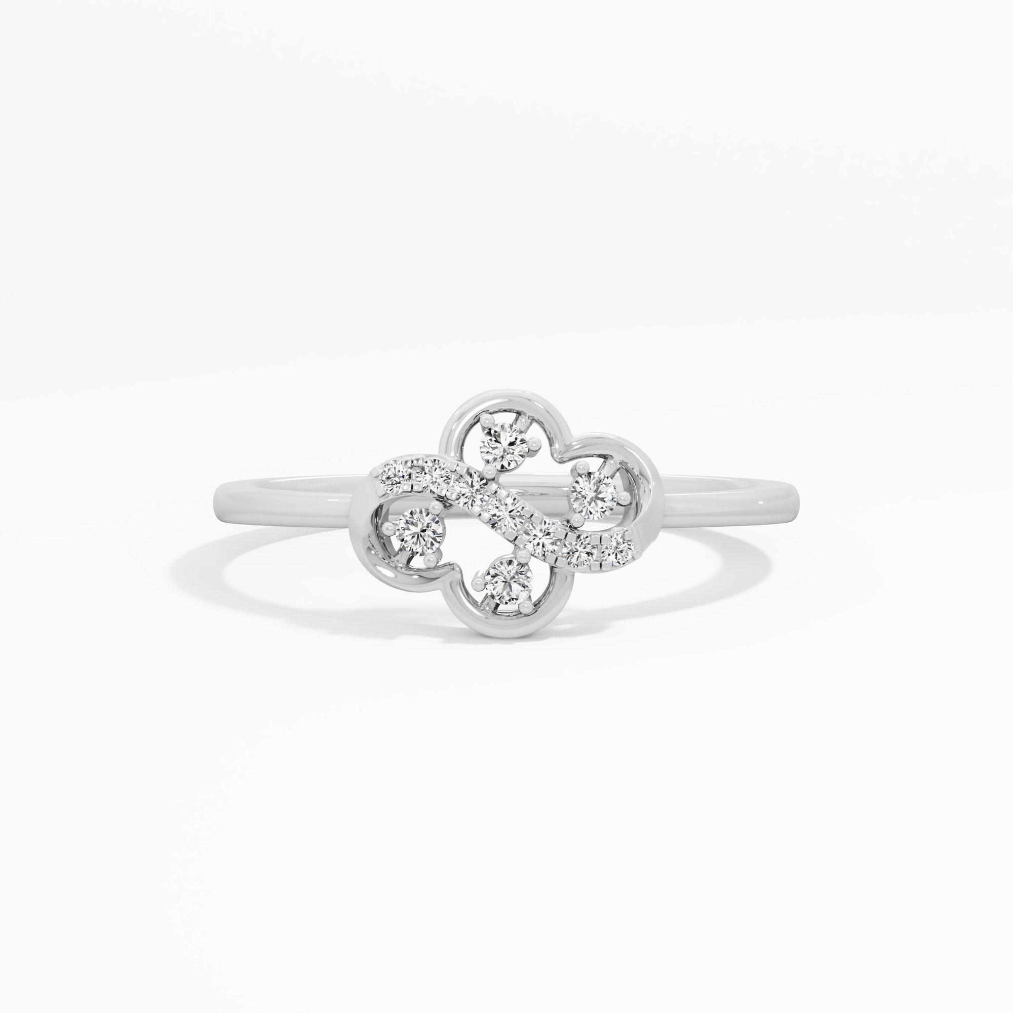 Twinkle Blossom Stackables Ring in 9KT White Gold (Diamond Quality: EF-VVS VS)