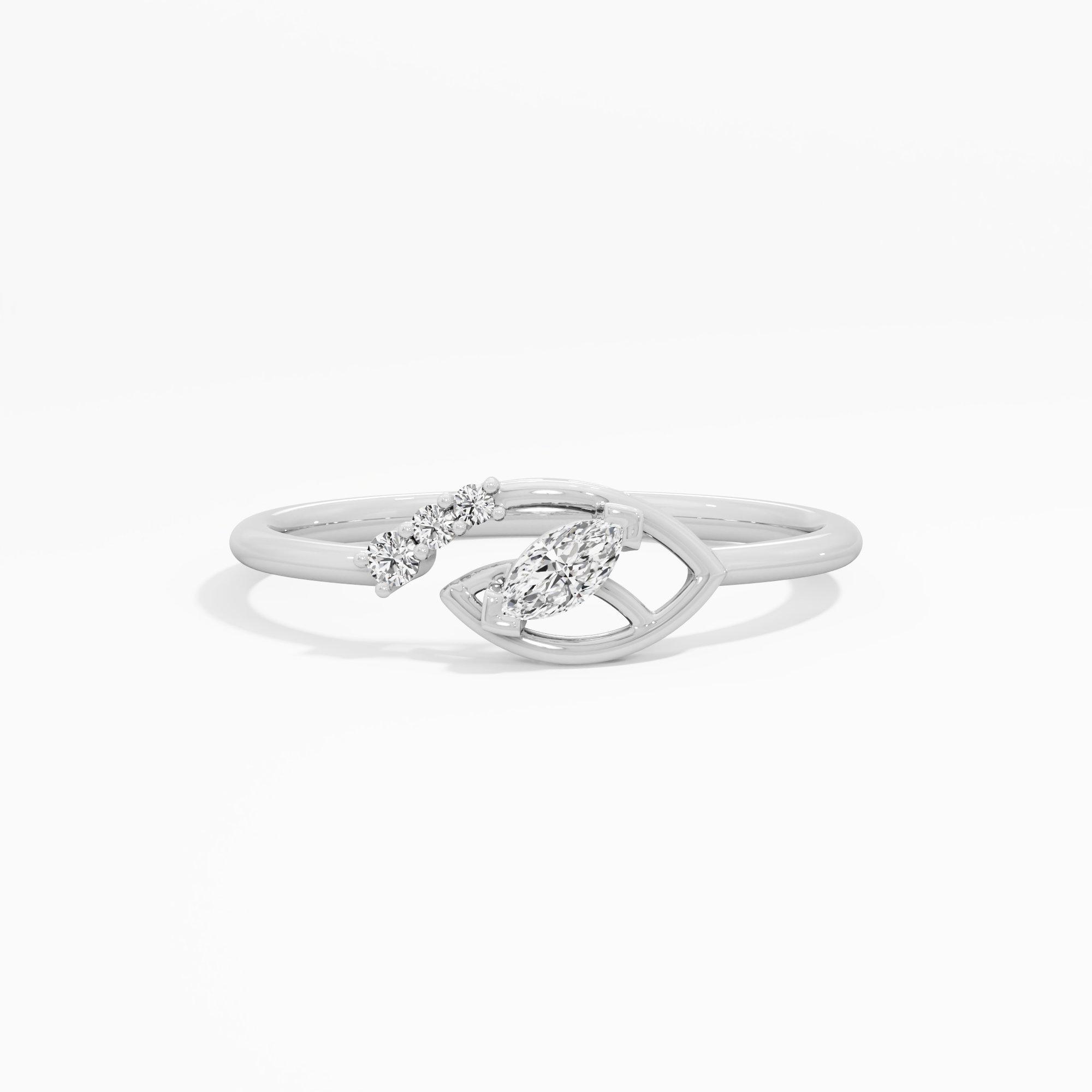 Enchanted Leaf Bypass Ring in 9KT White Gold (Diamond Quality: FG-VVS VS)
