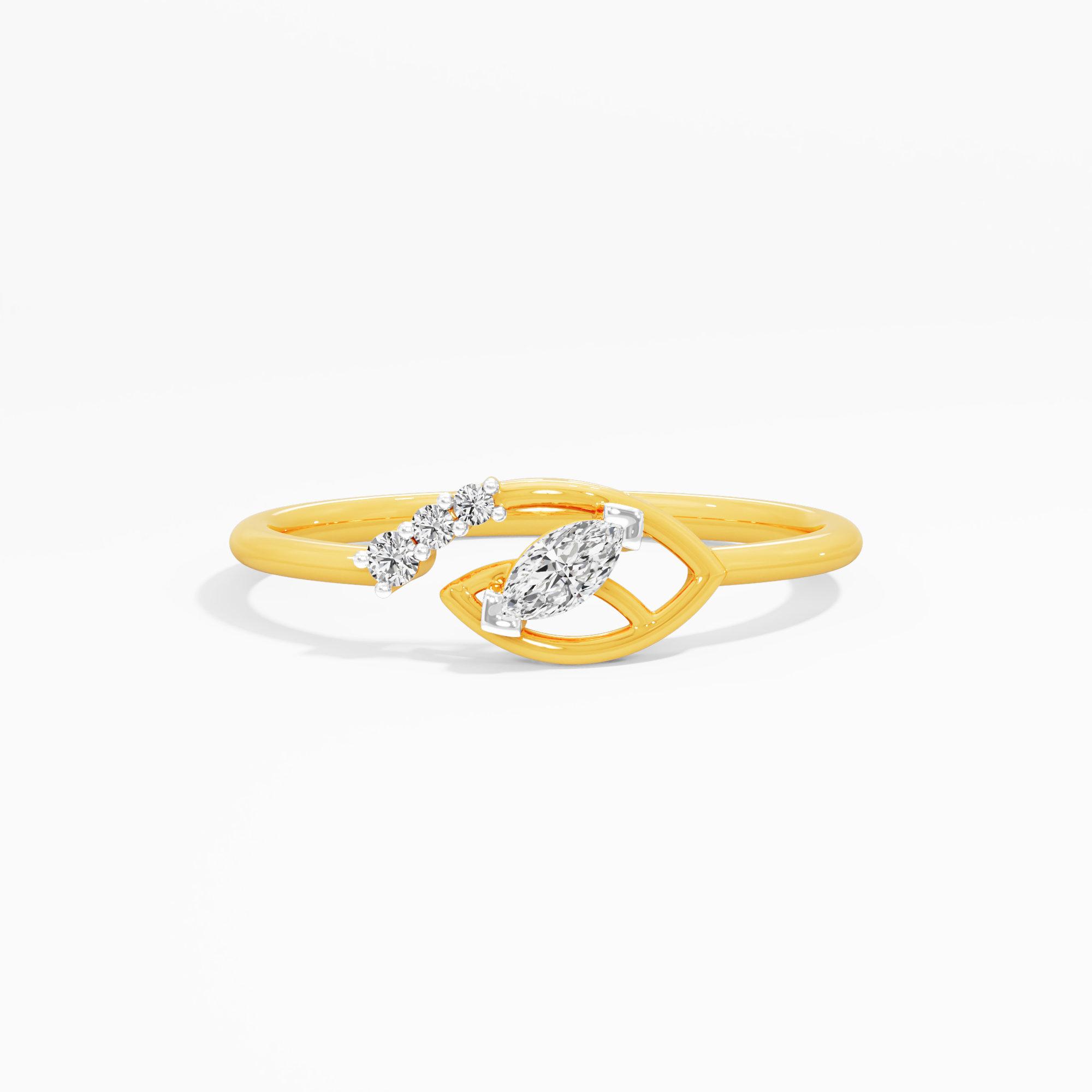 Enchanted Leaf Bypass Ring in 9KT Yellow Gold (Diamond Quality: FG-VVS VS)
