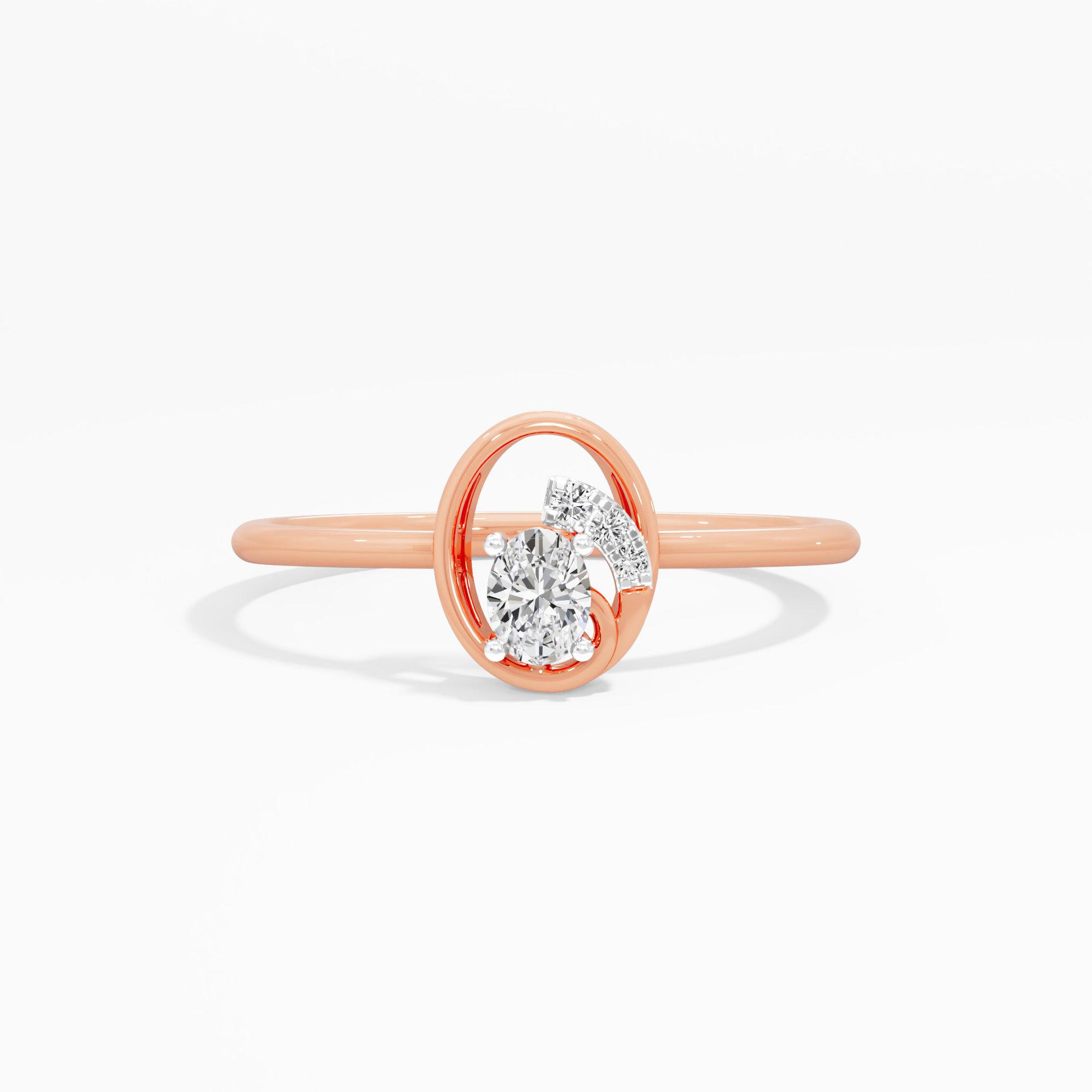 Starlight Oval Halos Ring in 9KT Rose Gold (Diamond Quality: FG-VVS VS)