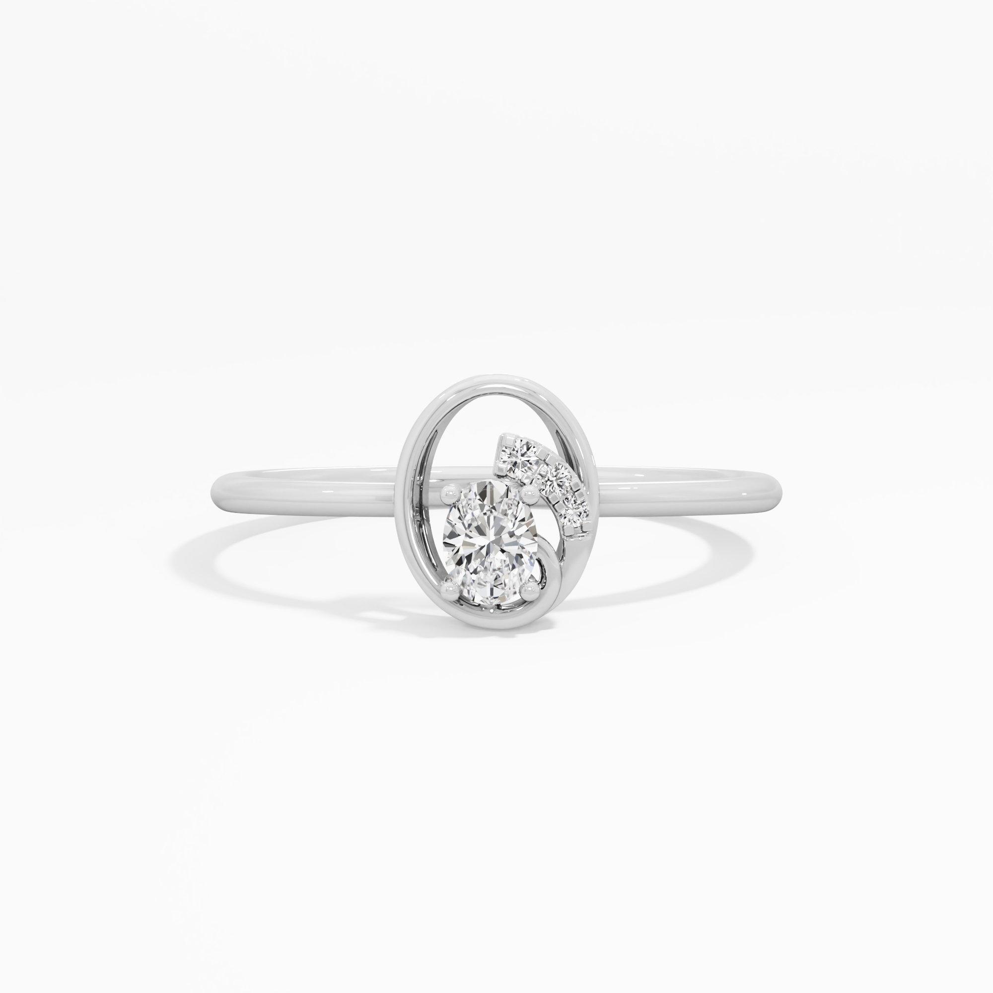 Starlight Oval Halos Ring in 9KT White Gold (Diamond Quality: FG-VVS VS)