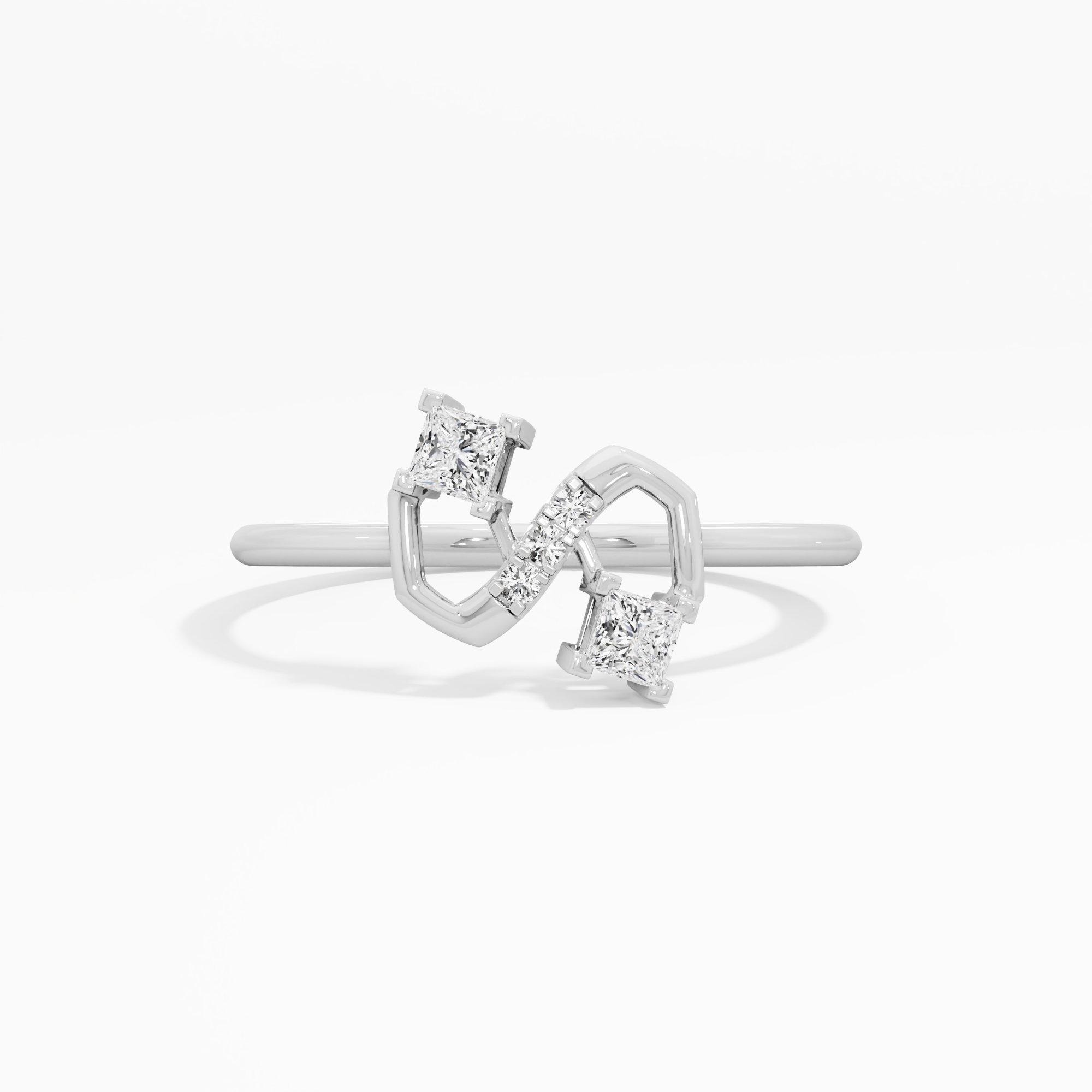 Interlaced Sparkle Bypass Ring in 9KT White Gold (Diamond Quality: FG-VVS VS)
