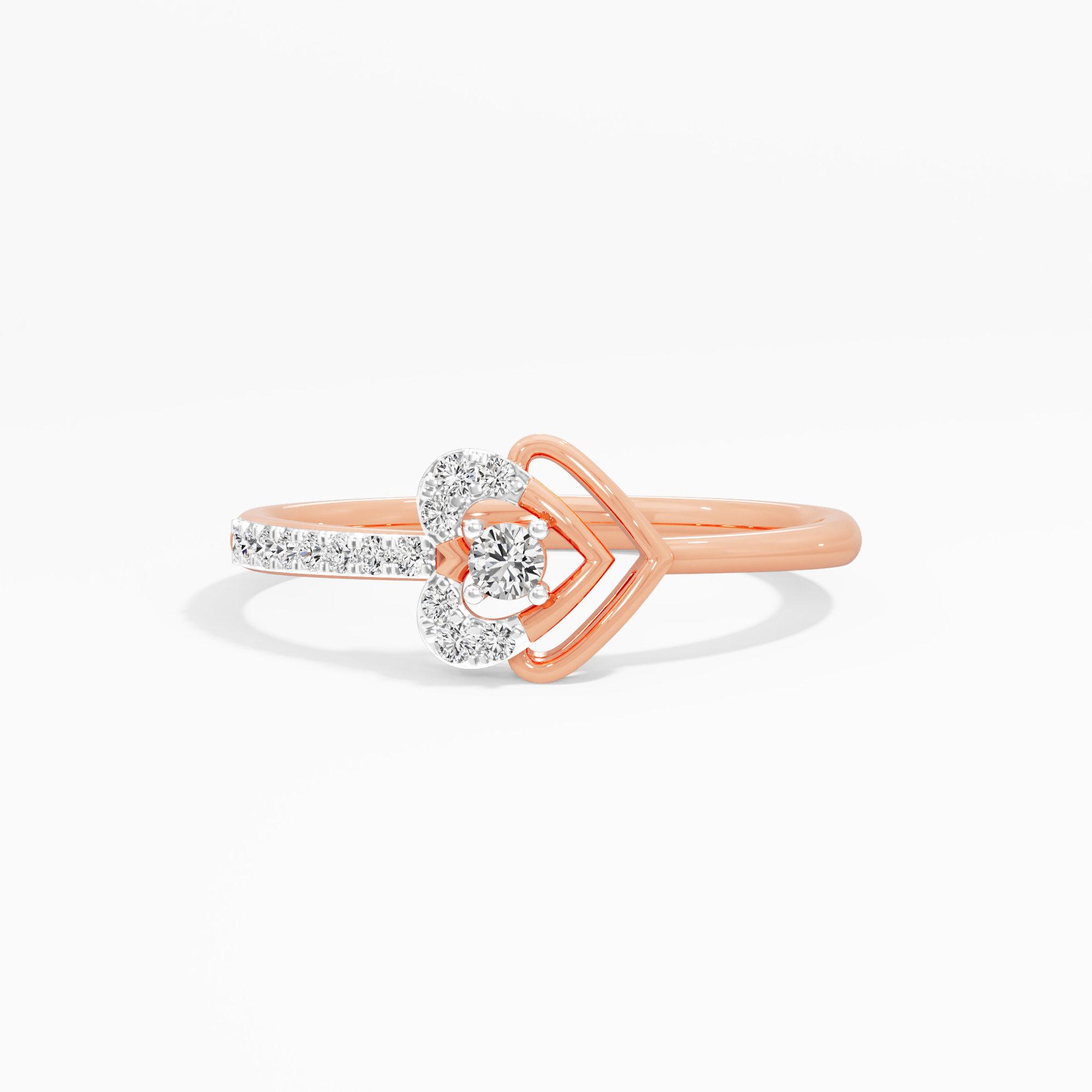 Ethereal Heart Halos Ring in 9KT Rose Gold (Diamond Quality: EF-VVS VS)