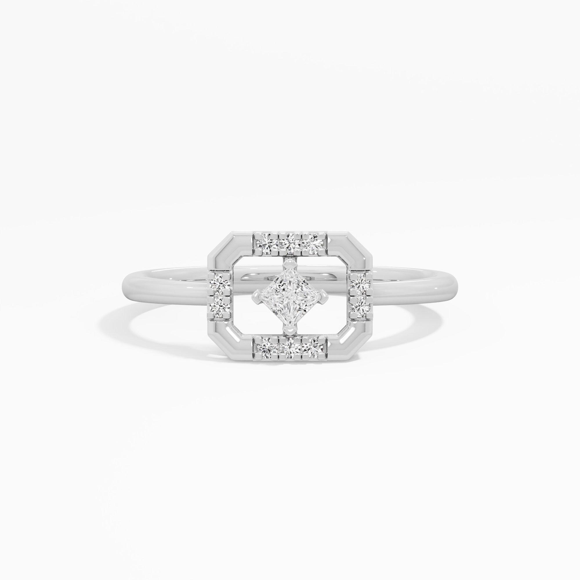 Glimmering Octagon Halos Ring in 9KT White Gold (Diamond Quality: FG-VVS VS)