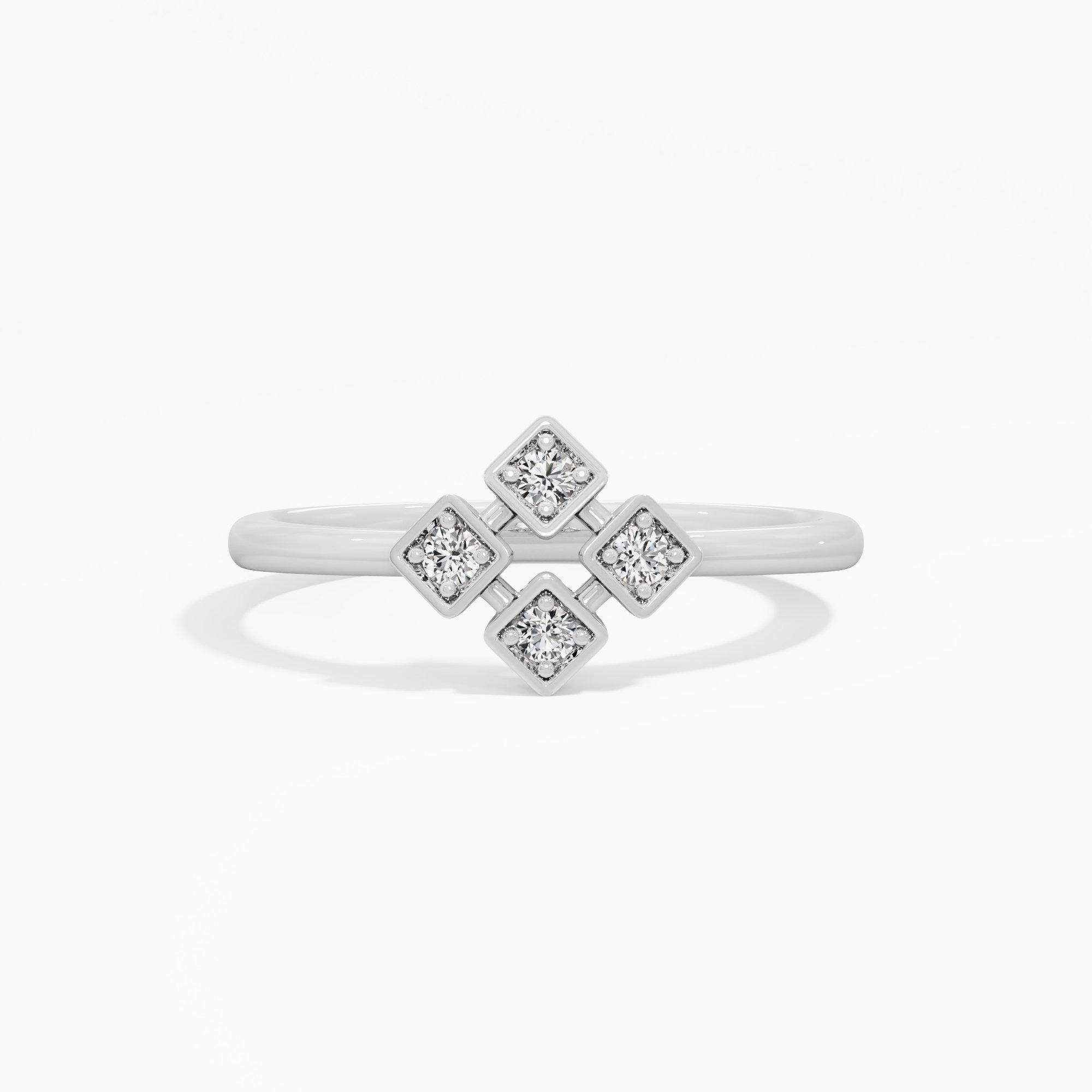 Quadra Sparkle Halos Ring in 9KT White Gold (Diamond Quality: FG-VVS VS)