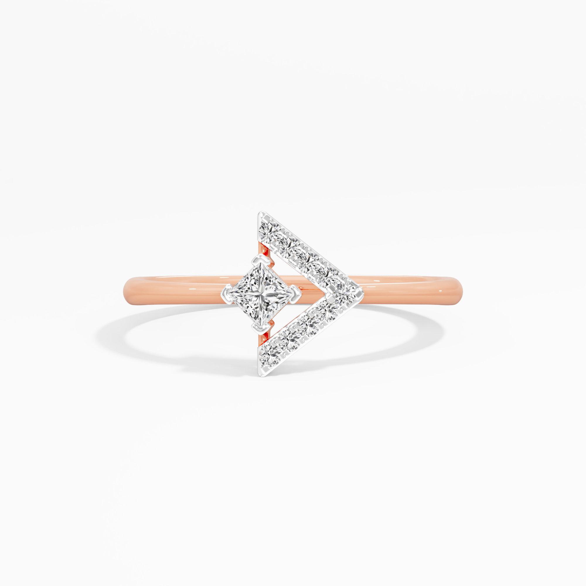 Radiant Apex Cocktail Ring in 9KT Rose Gold (Diamond Quality: FG-VVS VS)