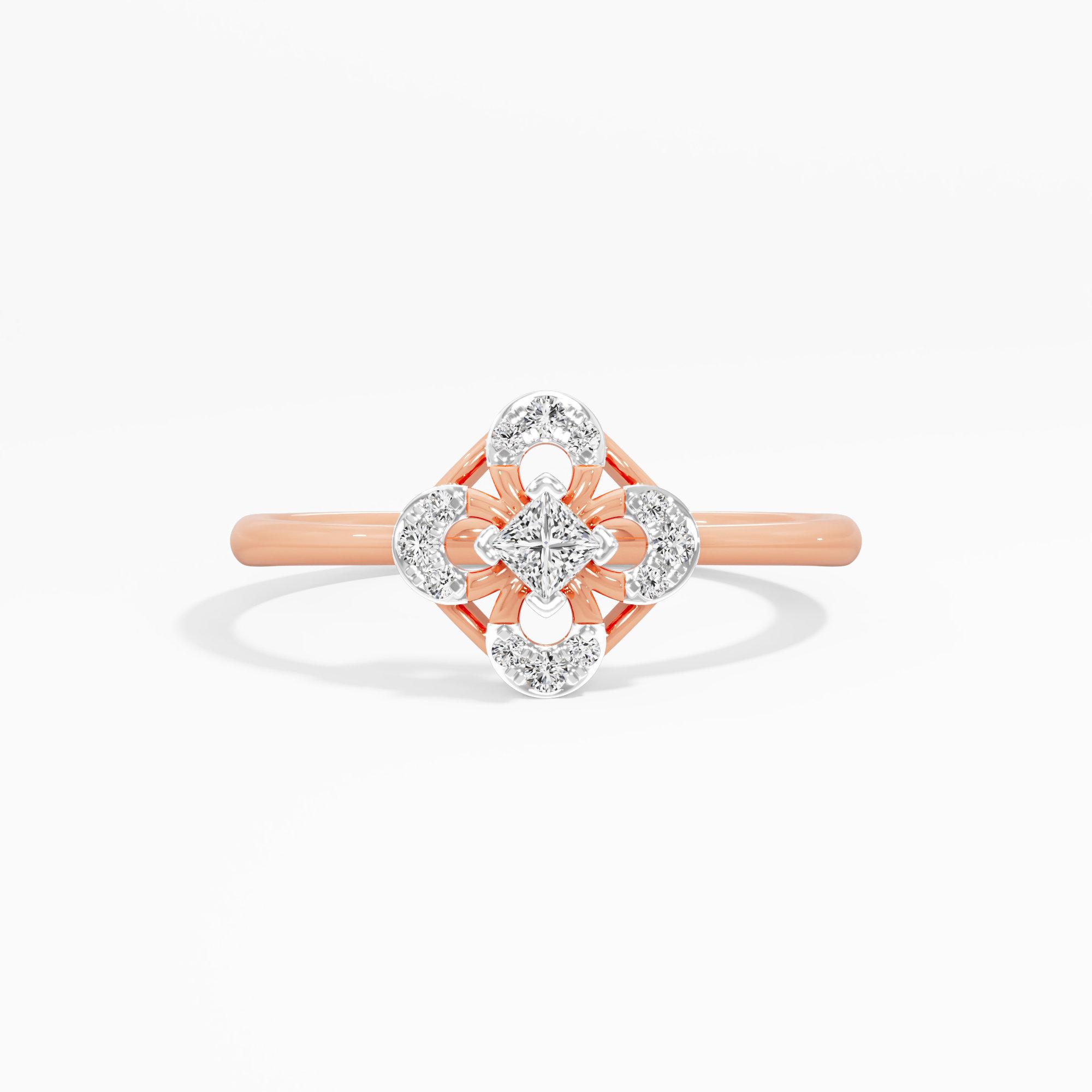 Geometric Glow Halos Ring in 9KT Rose Gold (Diamond Quality: FG-VVS VS)