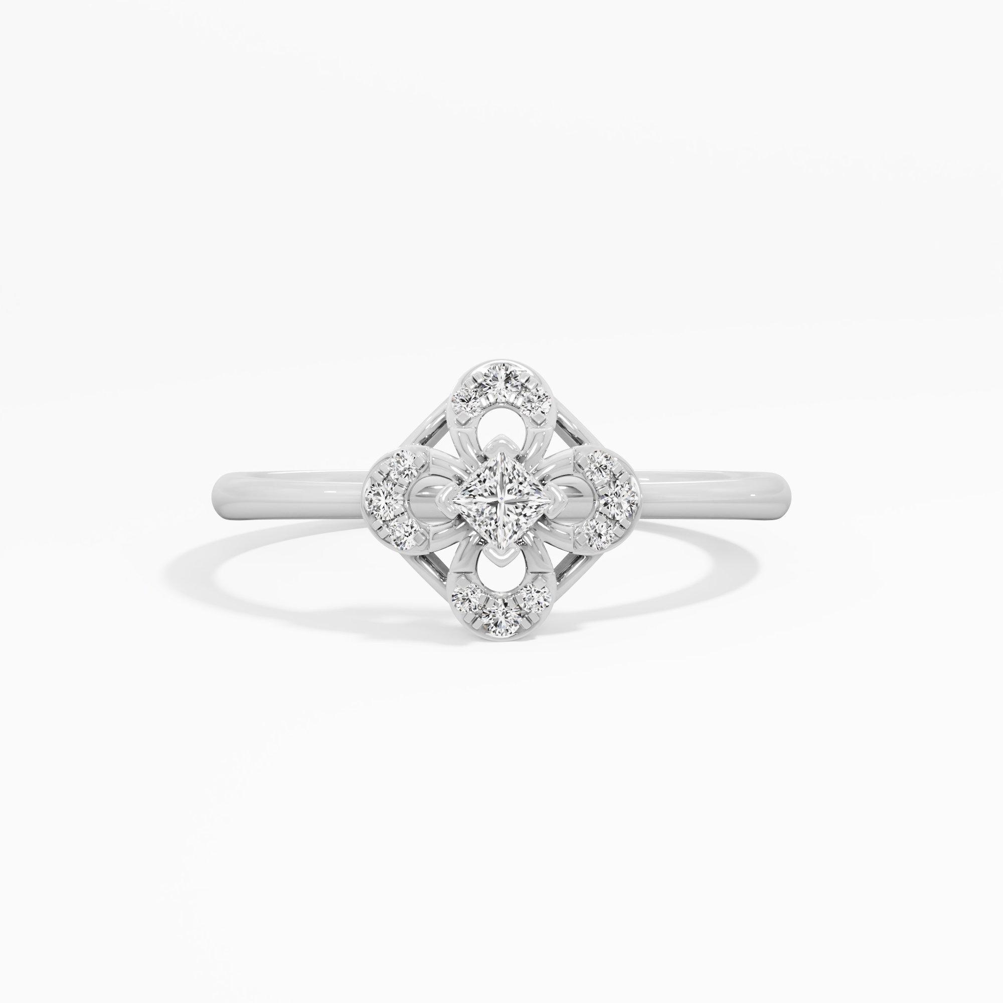 Geometric Glow Halos Ring in 9KT White Gold (Diamond Quality: FG-VVS VS)