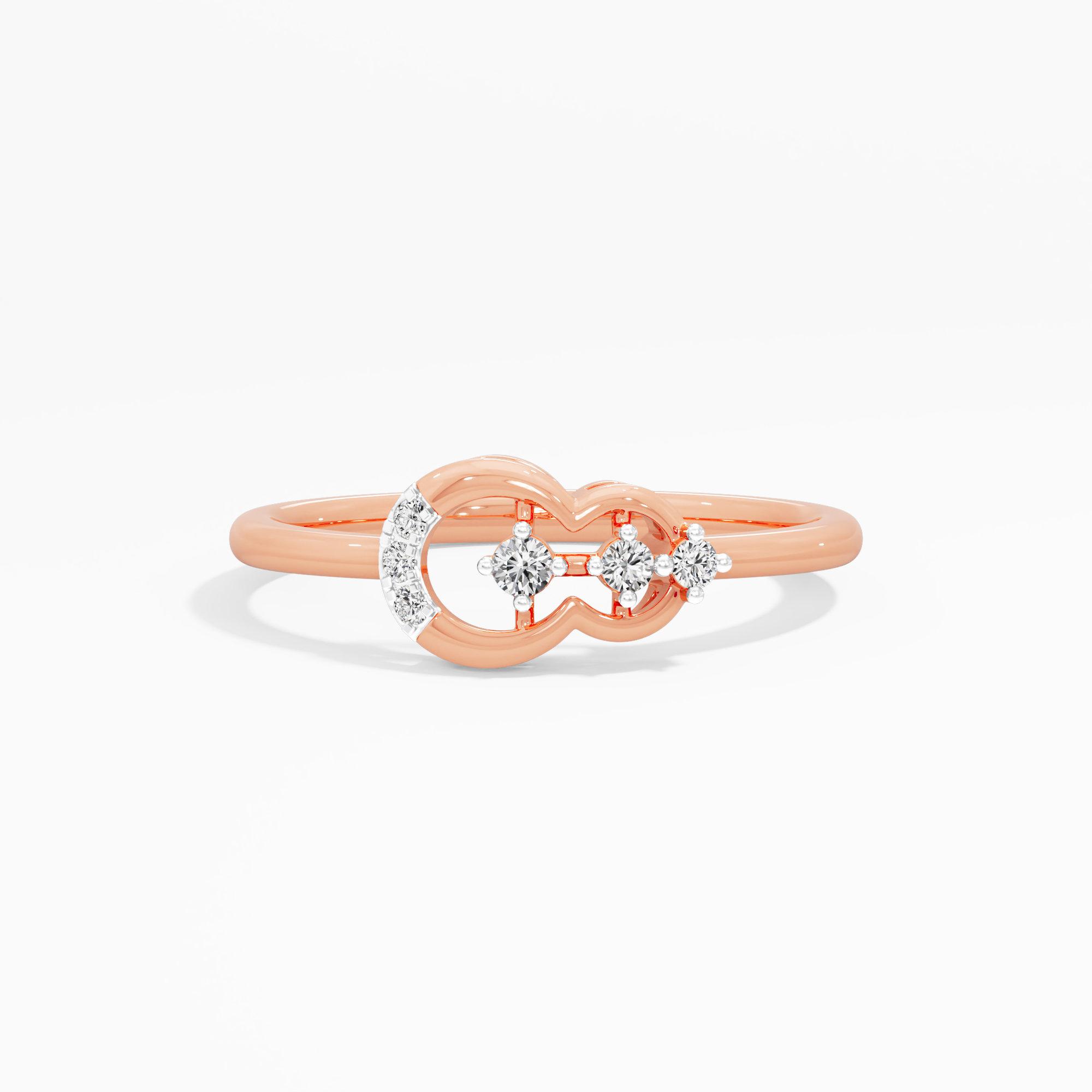 Linked Radiance Bands Ring in 9KT Rose Gold (Diamond Quality: EF-VVS VS)