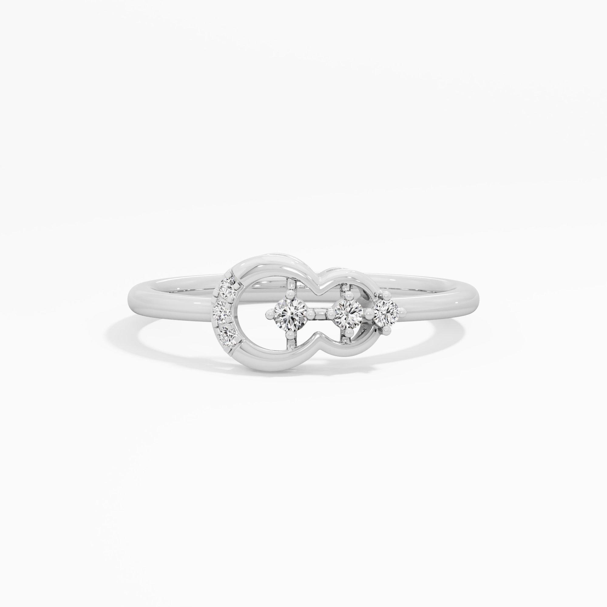 Linked Radiance Bands Ring in 9KT White Gold (Diamond Quality: EF-VVS VS)