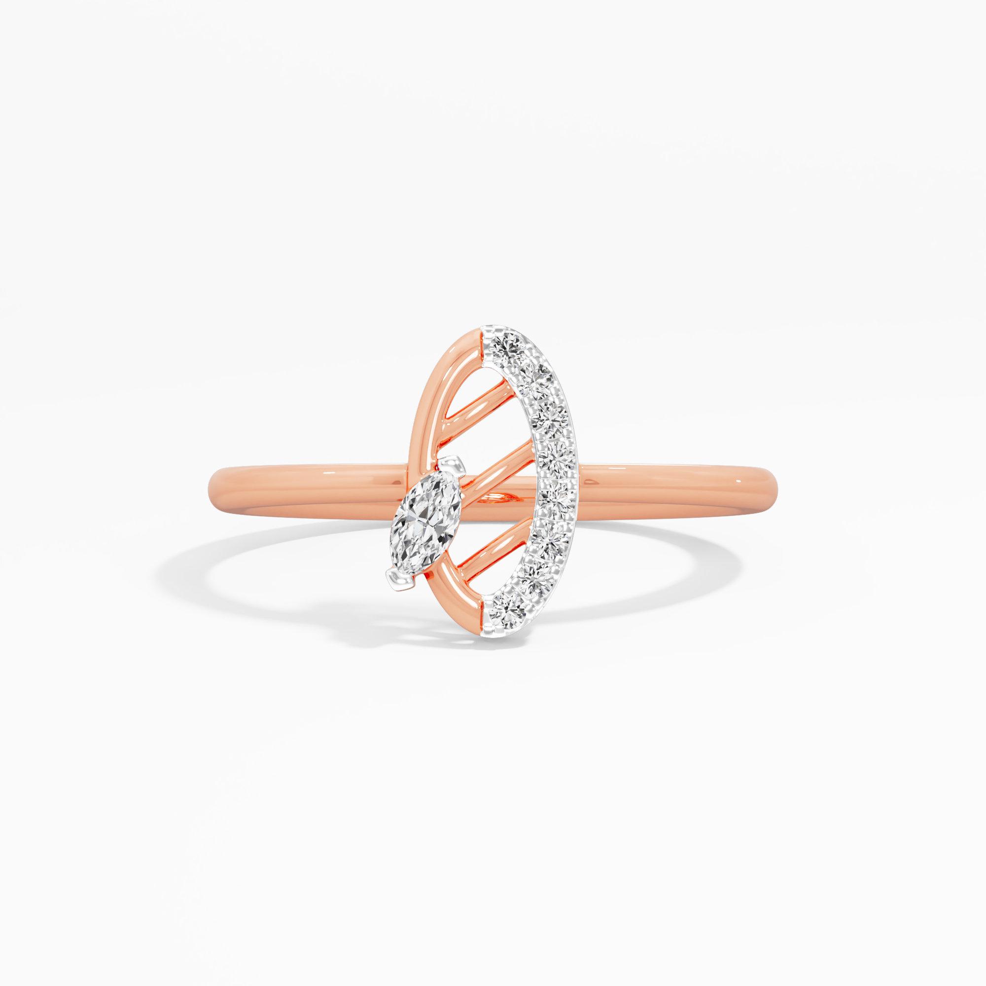 Leaflet Glow Cocktail Ring in 9KT Rose Gold (Diamond Quality: FG-VVS VS)
