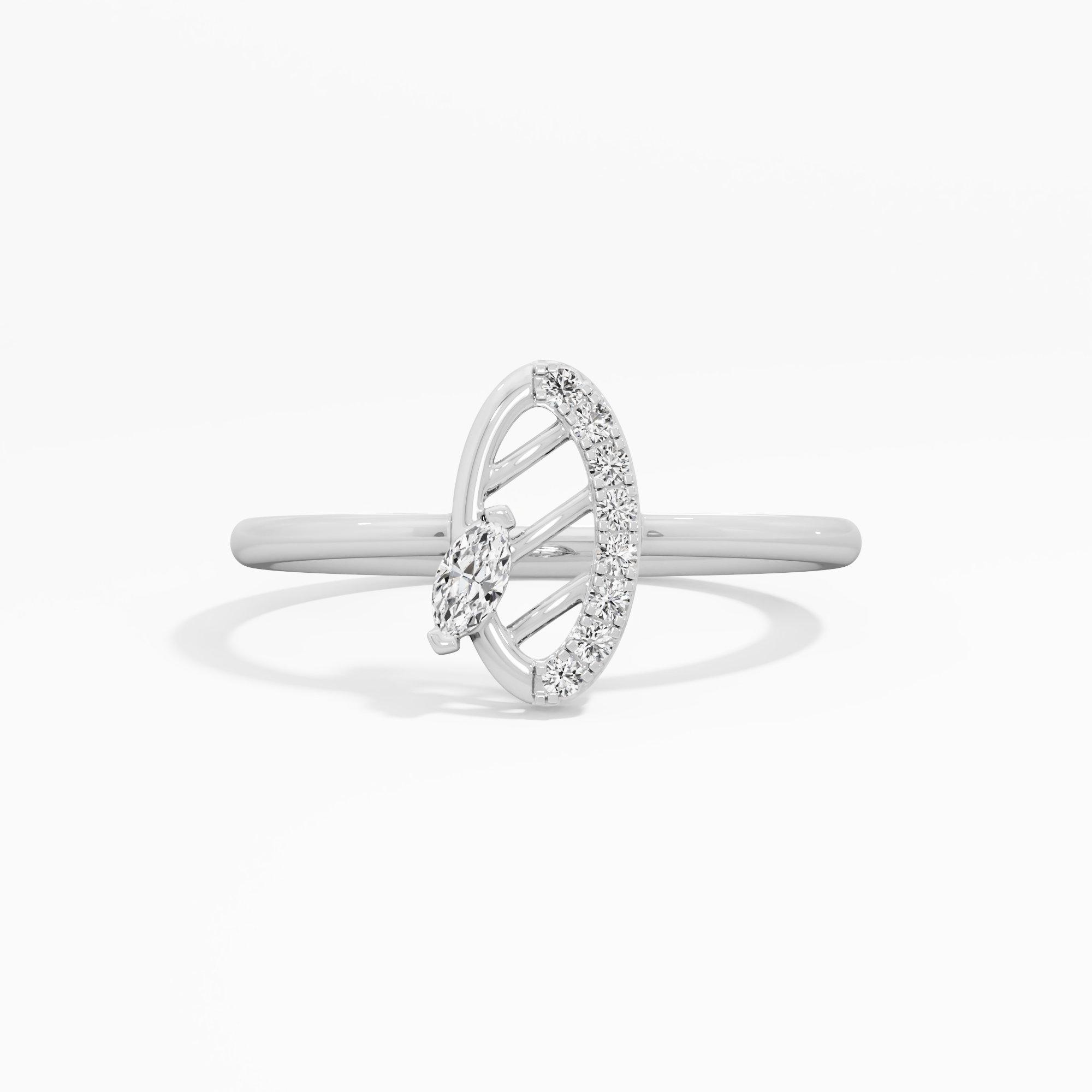 Leaflet Glow Cocktail Ring in 9KT White Gold (Diamond Quality: FG-VVS VS)