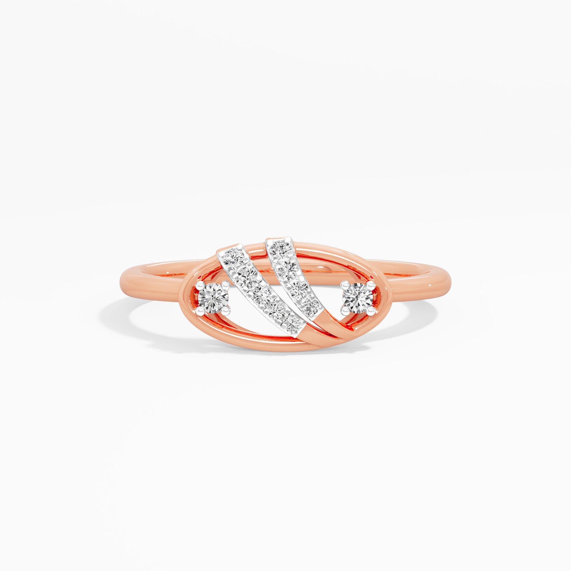 Entwined Glow Bypass Ring in 9KT Rose Gold (Diamond Quality: FG-VVS VS)