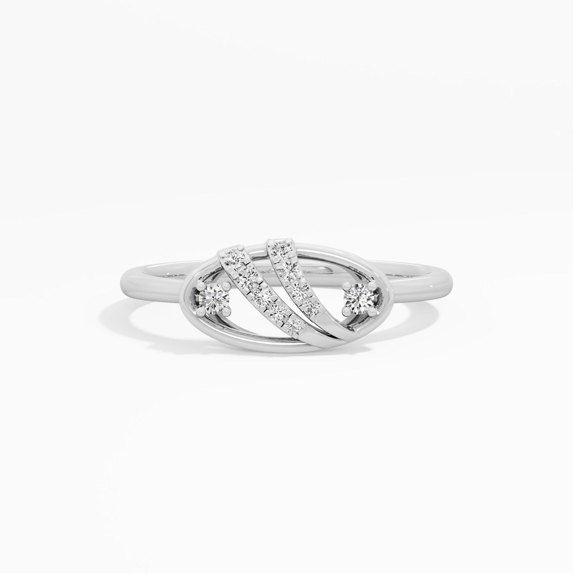 Entwined Glow Bypass Ring in 9KT White Gold (Diamond Quality: FG-VVS VS)