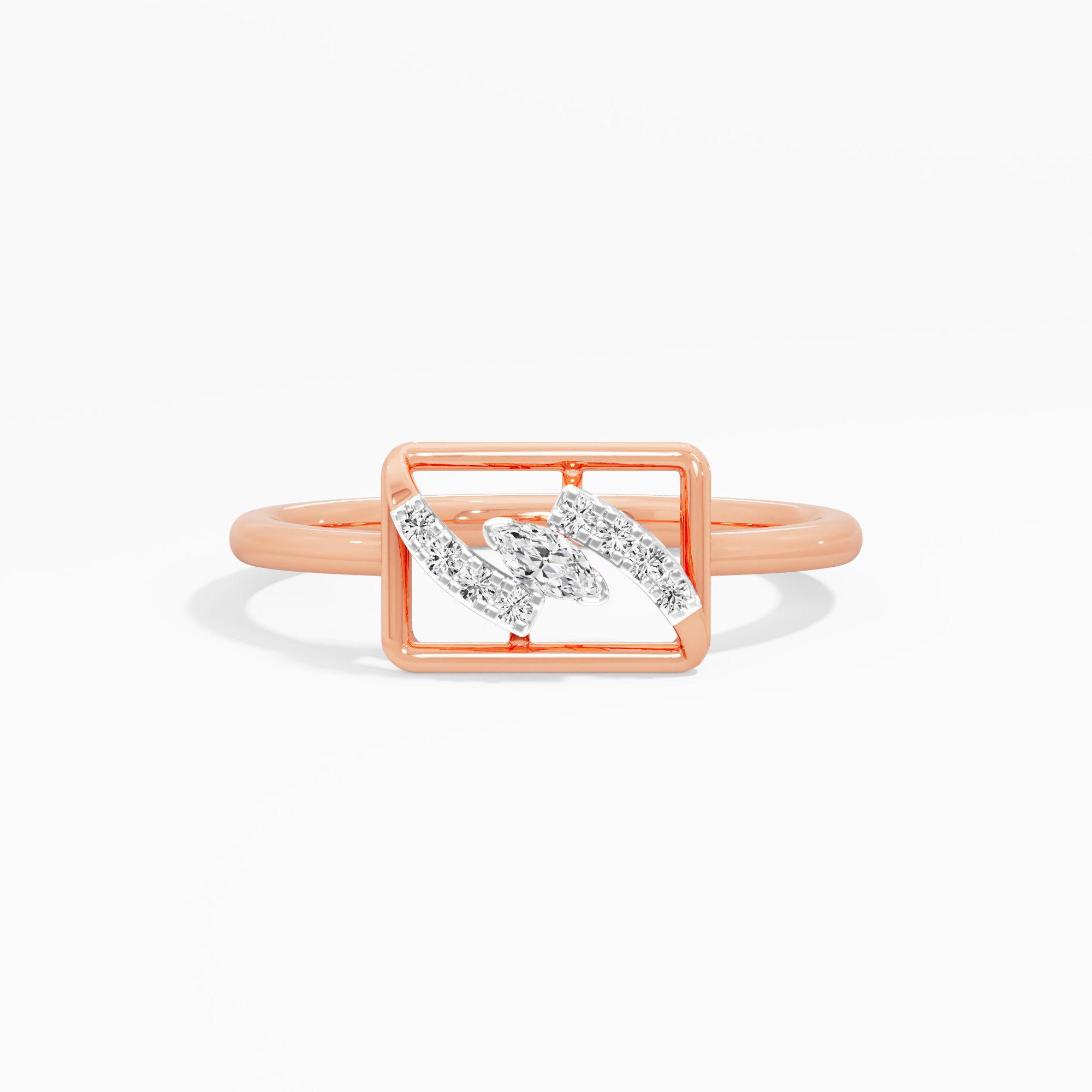 Wavecrest Sparkle Cocktail Ring in 9KT Rose Gold (Diamond Quality: FG-VVS VS)