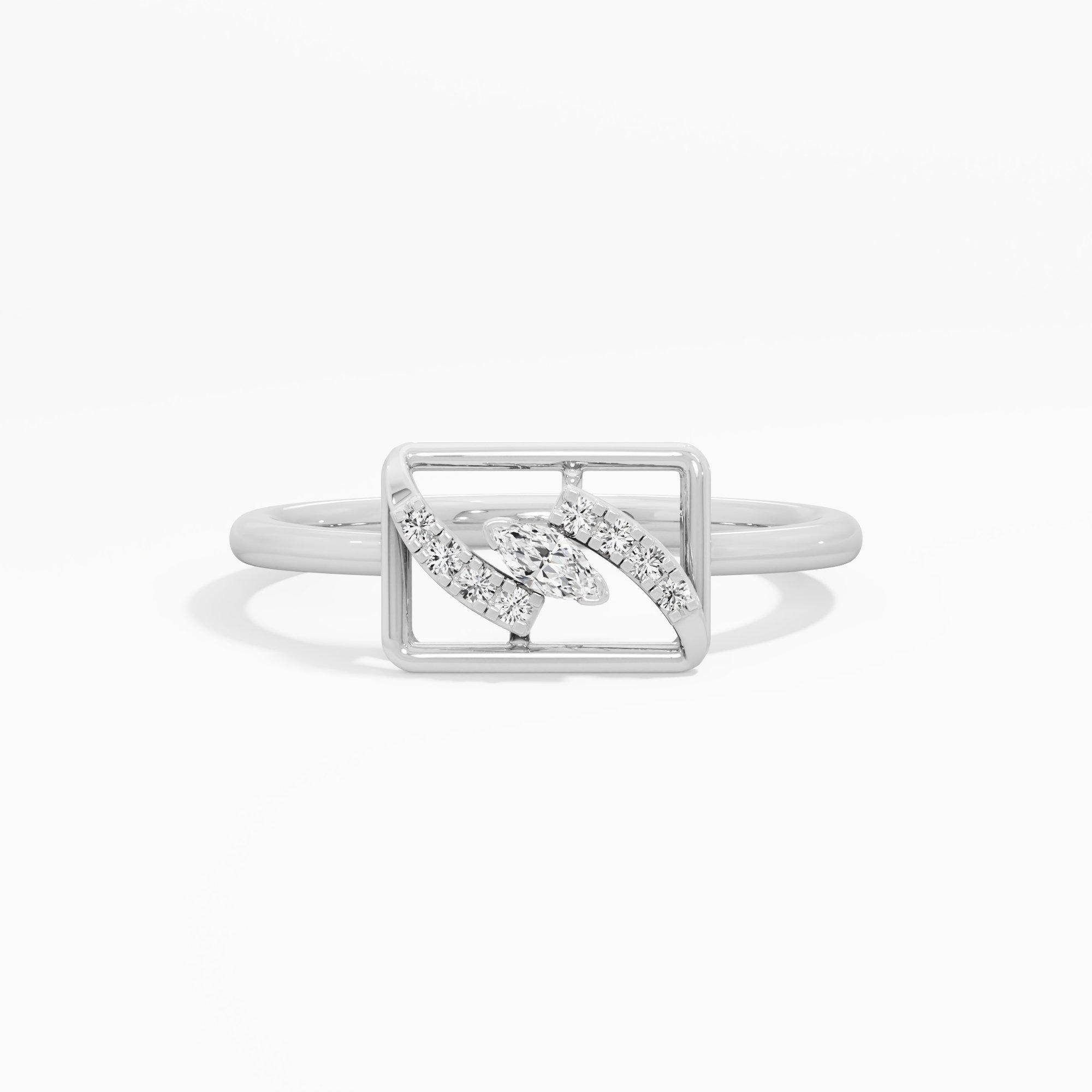 Wavecrest Sparkle Cocktail Ring in 9KT White Gold (Diamond Quality: FG-VVS VS)