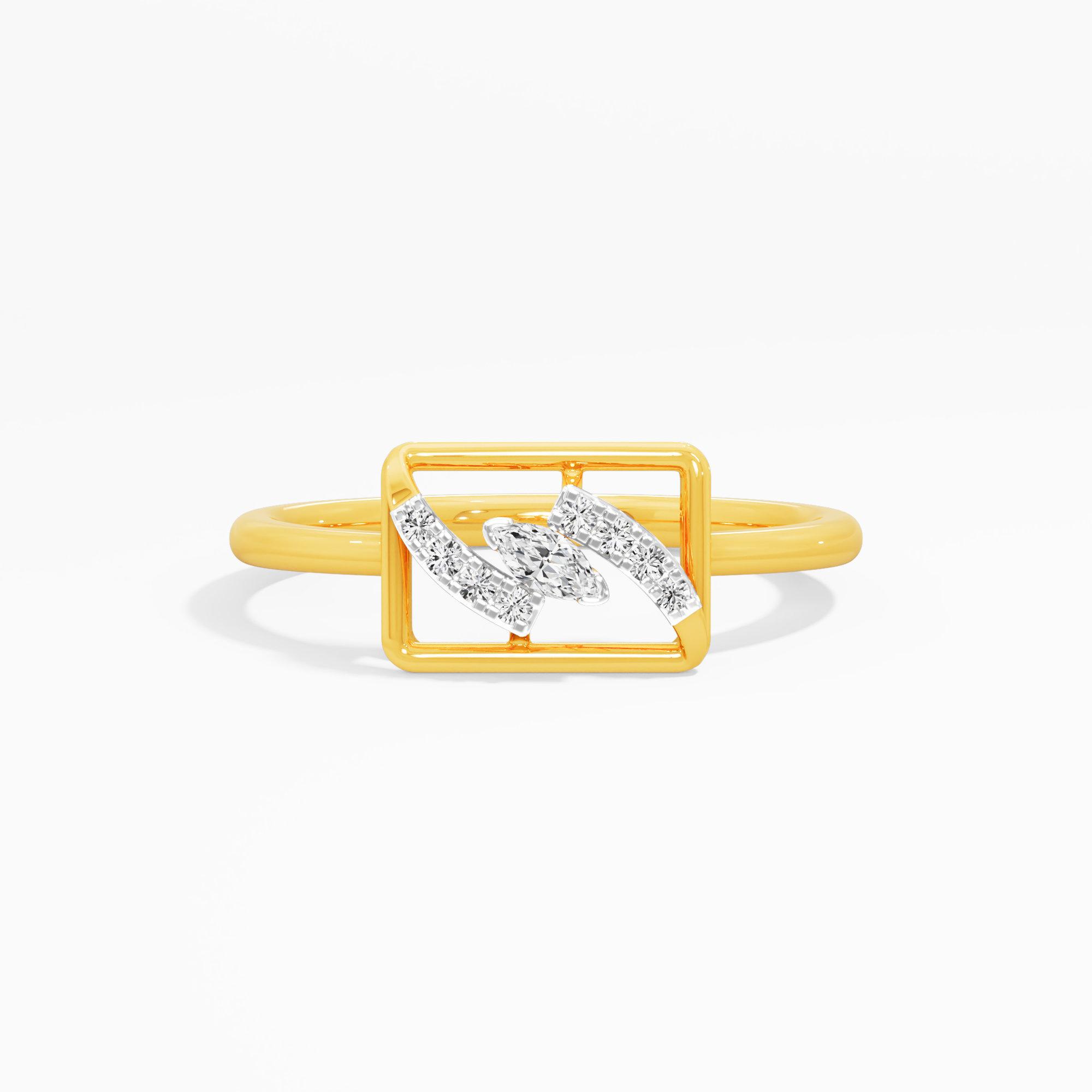 Wavecrest Sparkle Cocktail Ring in 9KT Yellow Gold (Diamond Quality: EF-VVS)