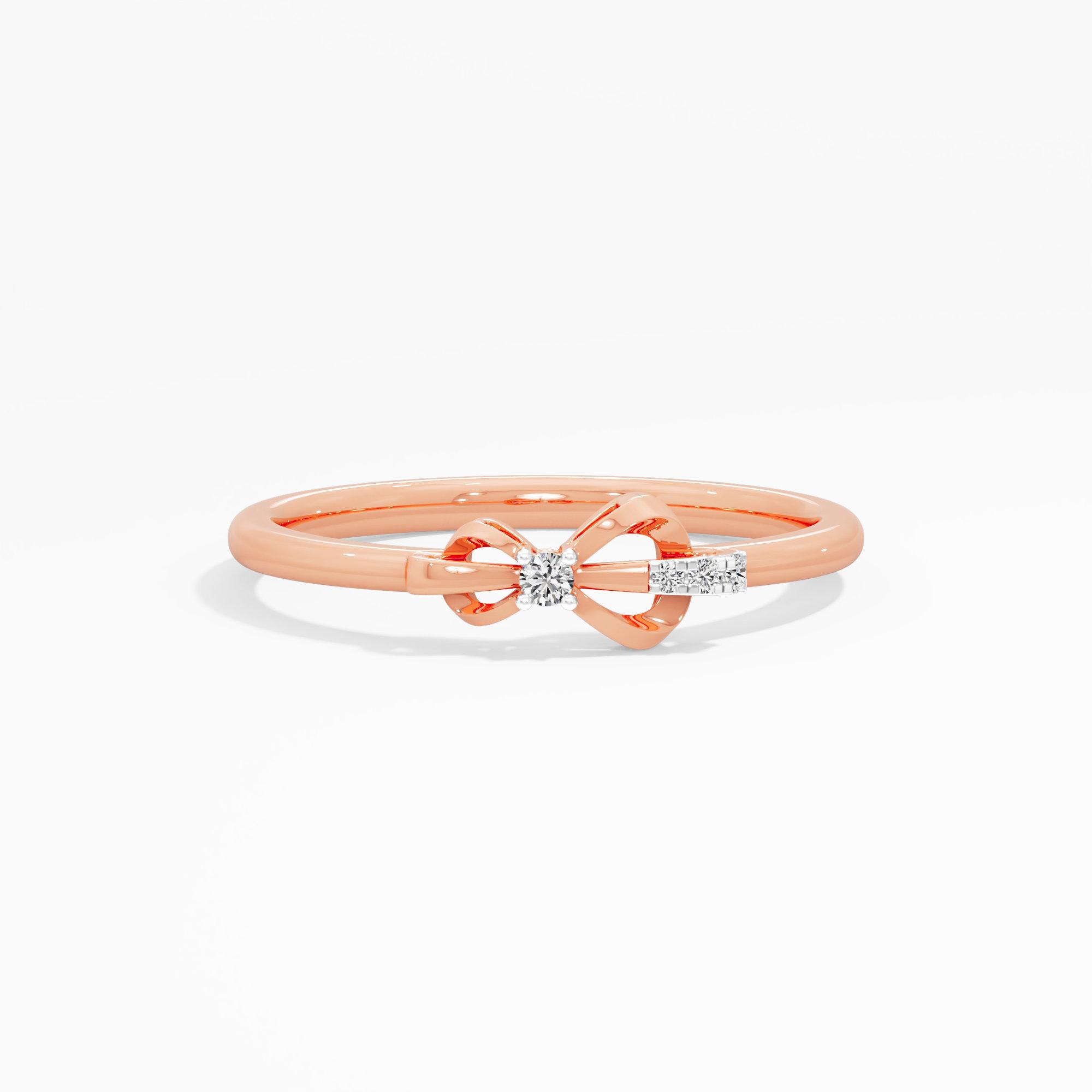 Ribboned Sparkle Bands Ring in 9KT Rose Gold (Diamond Quality: EF-VVS VS)