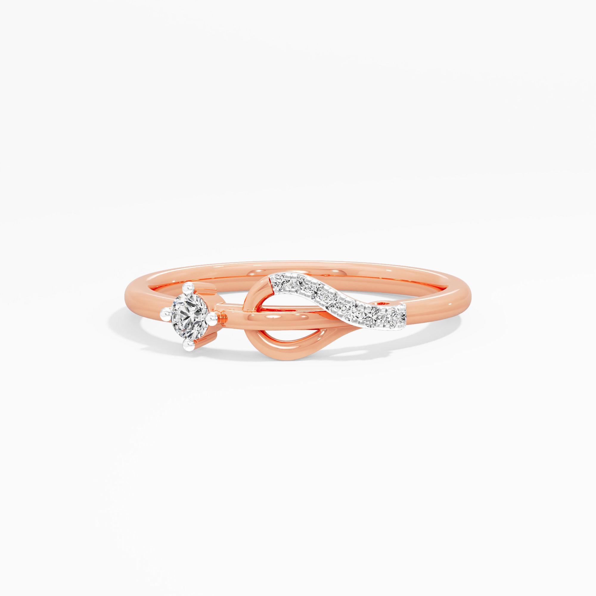 Azure Wave Bypass Ring in 9KT Rose Gold (Diamond Quality: EF-VVS VS)