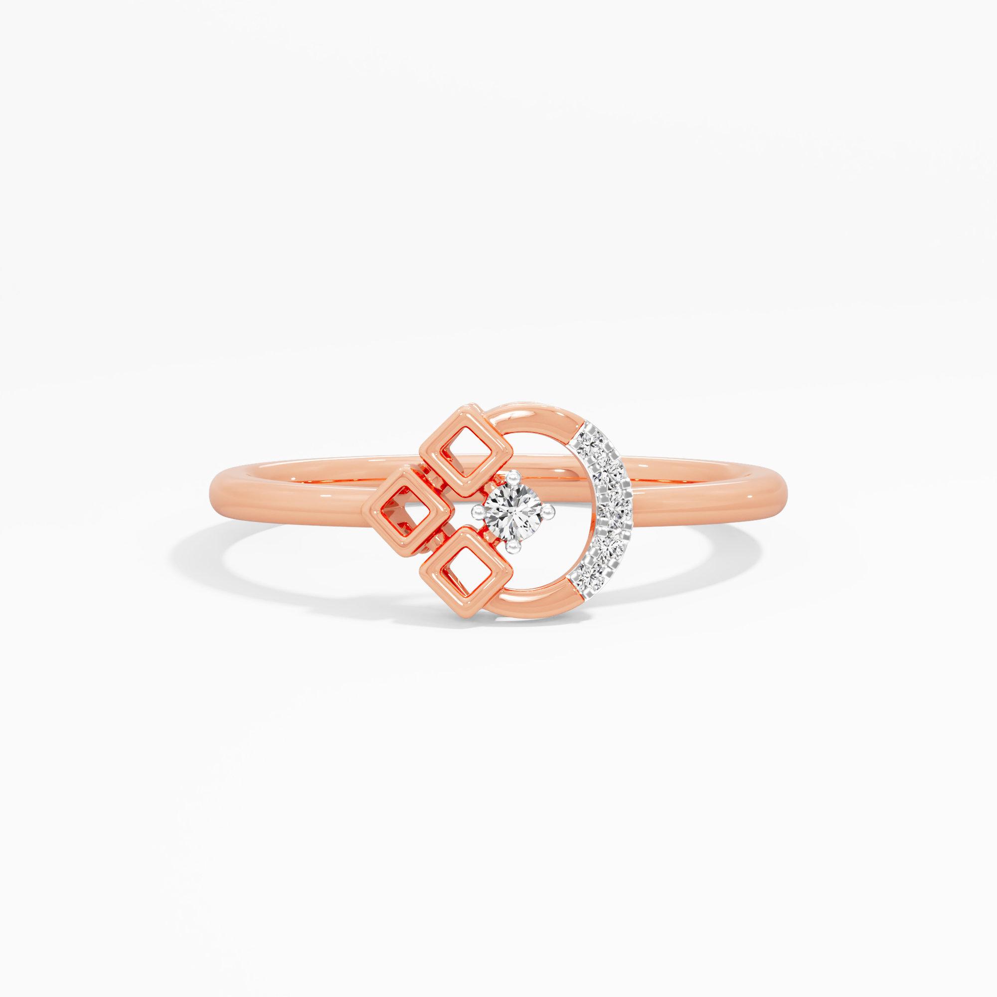 Gilded Crescent Cocktail Ring in 9KT Rose Gold (Diamond Quality: EF-VVS VS)