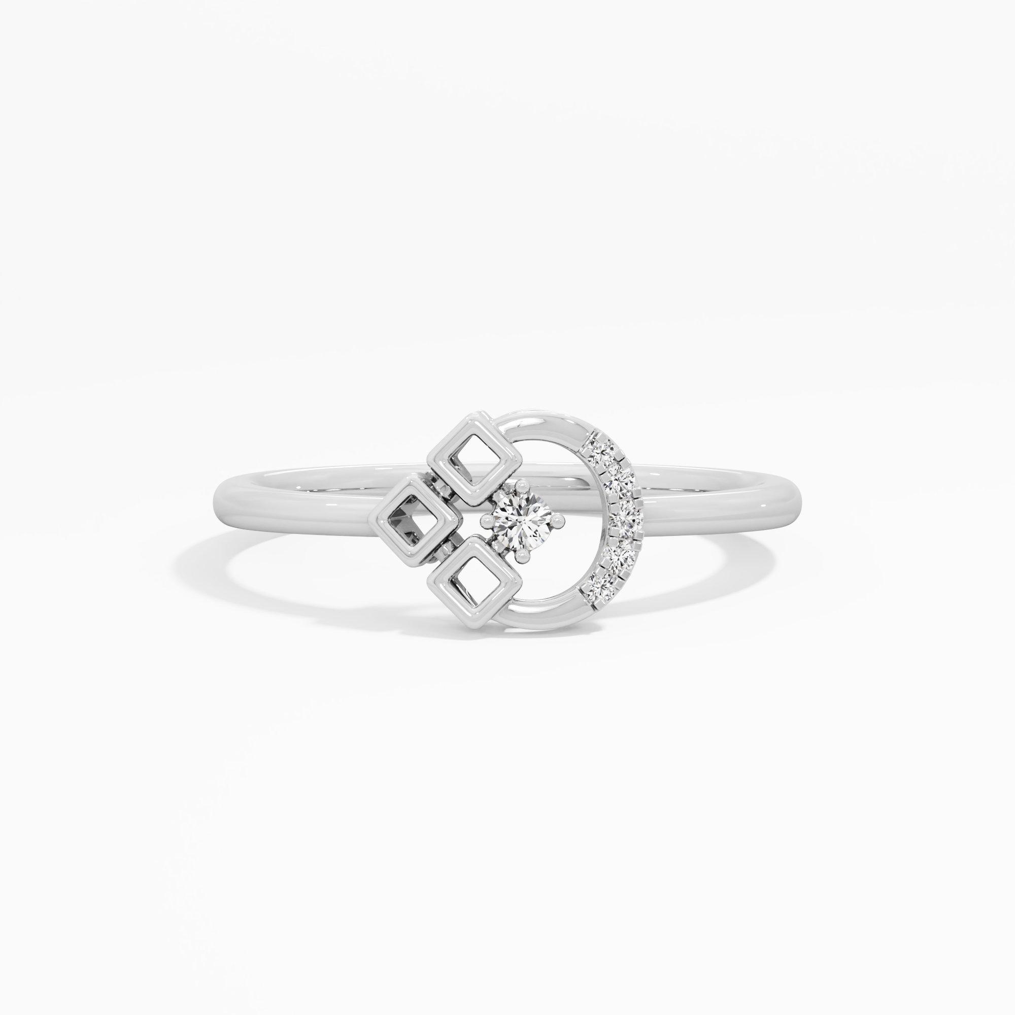 Gilded Crescent Cocktail Ring in 9KT White Gold (Diamond Quality: EF-VVS VS)