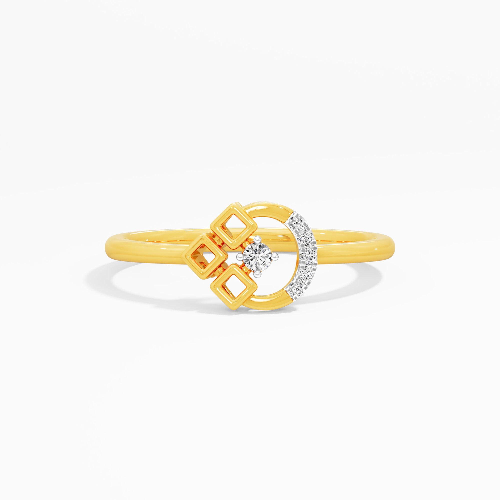 Gilded Crescent Cocktail Ring in 9KT Yellow Gold (Diamond Quality: EF-VVS VS)