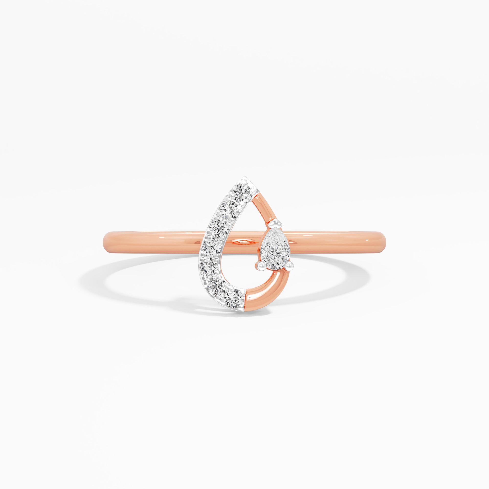 Azure Bloom Bypass Ring in 9KT Rose Gold (Diamond Quality: FG-VVS VS)