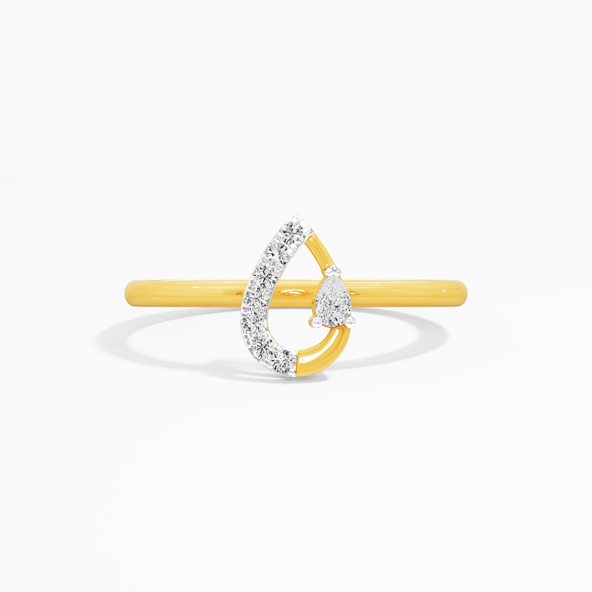 Azure Bloom Bypass Ring in 9KT Yellow Gold (Diamond Quality: FG-VVS VS)