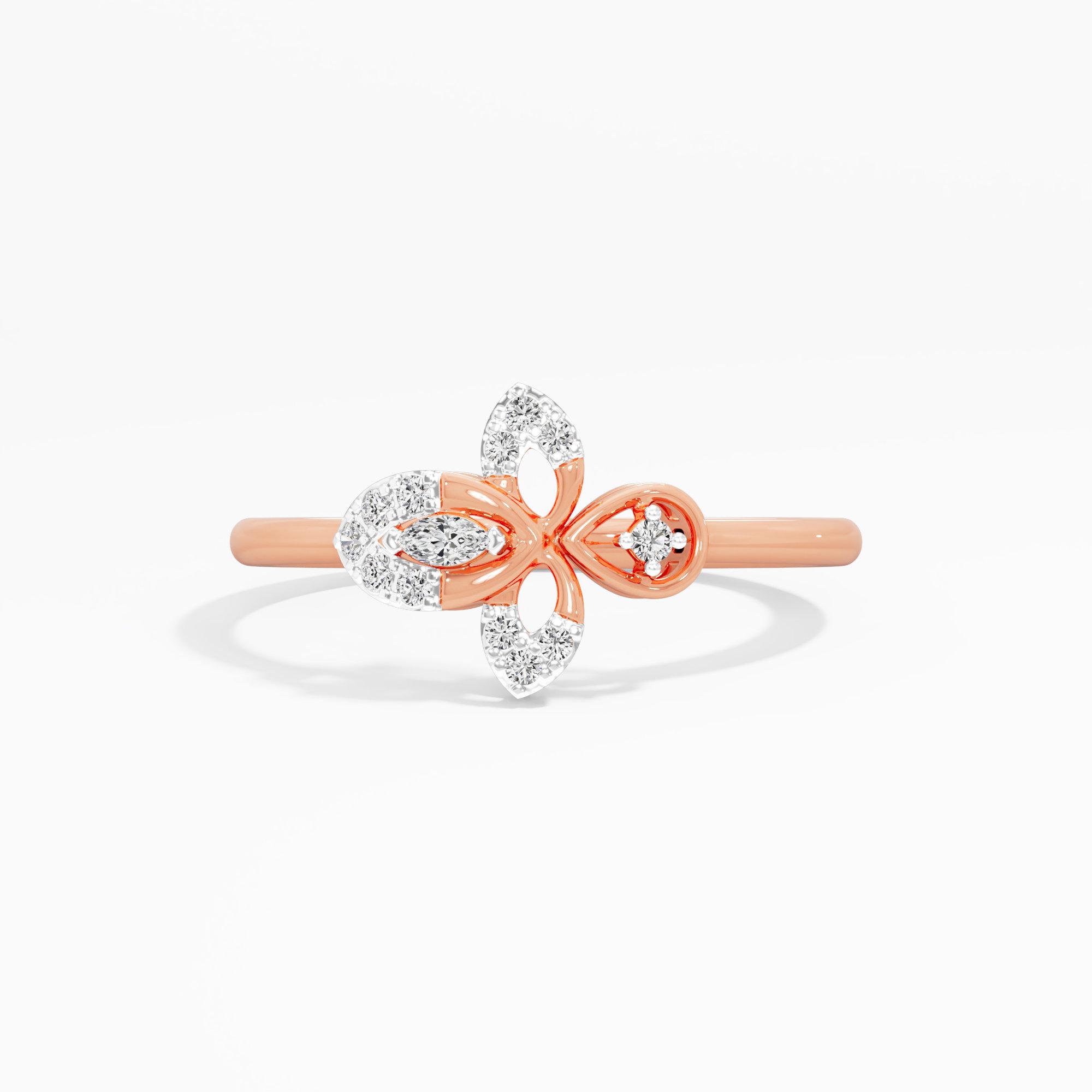 Ethereal Petal Cocktail Ring in 9KT Rose Gold (Diamond Quality: FG-VVS VS)