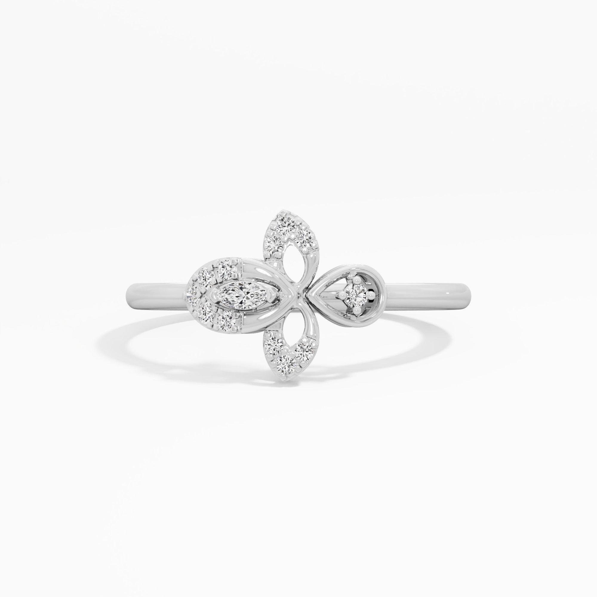 Ethereal Petal Cocktail Ring in 9KT White Gold (Diamond Quality: FG-VVS VS)