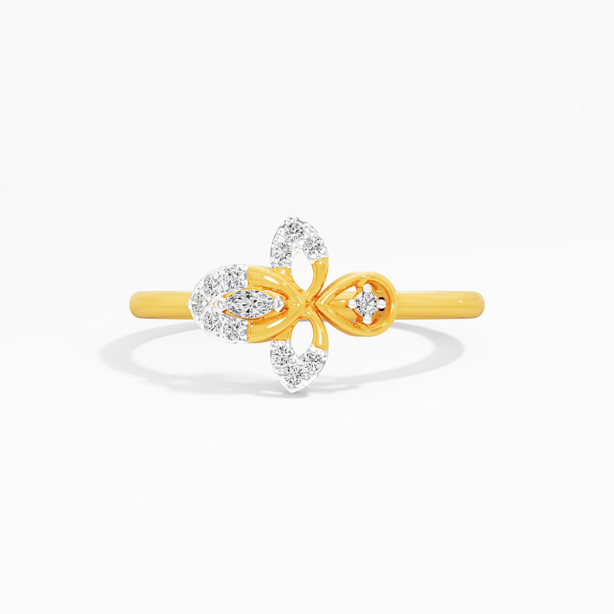 Ethereal Petal Cocktail Ring in 9KT Yellow Gold (Diamond Quality: FG-VVS VS)