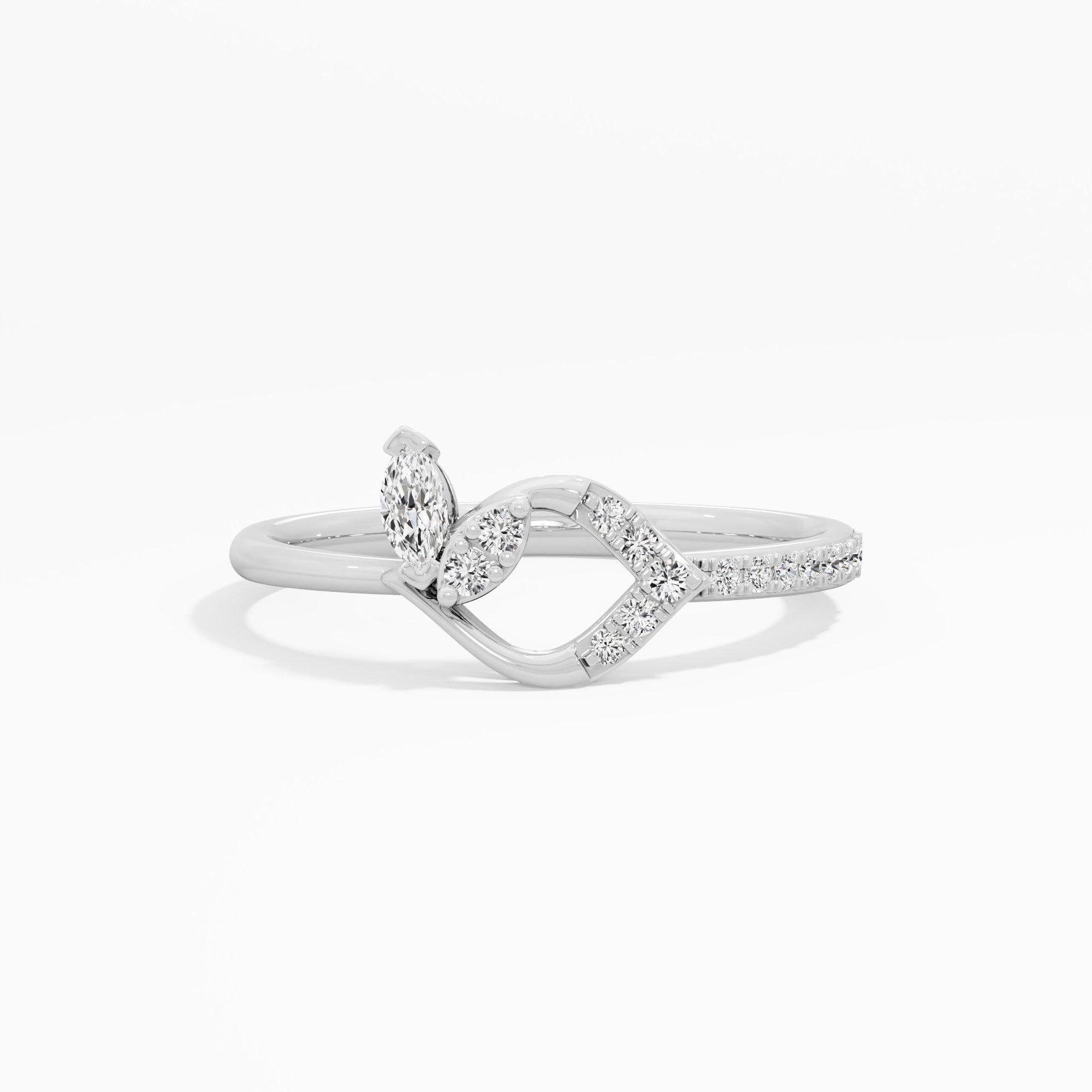 Serene Curve Bypass Ring in 9KT White Gold (Diamond Quality: FG-VVS VS)