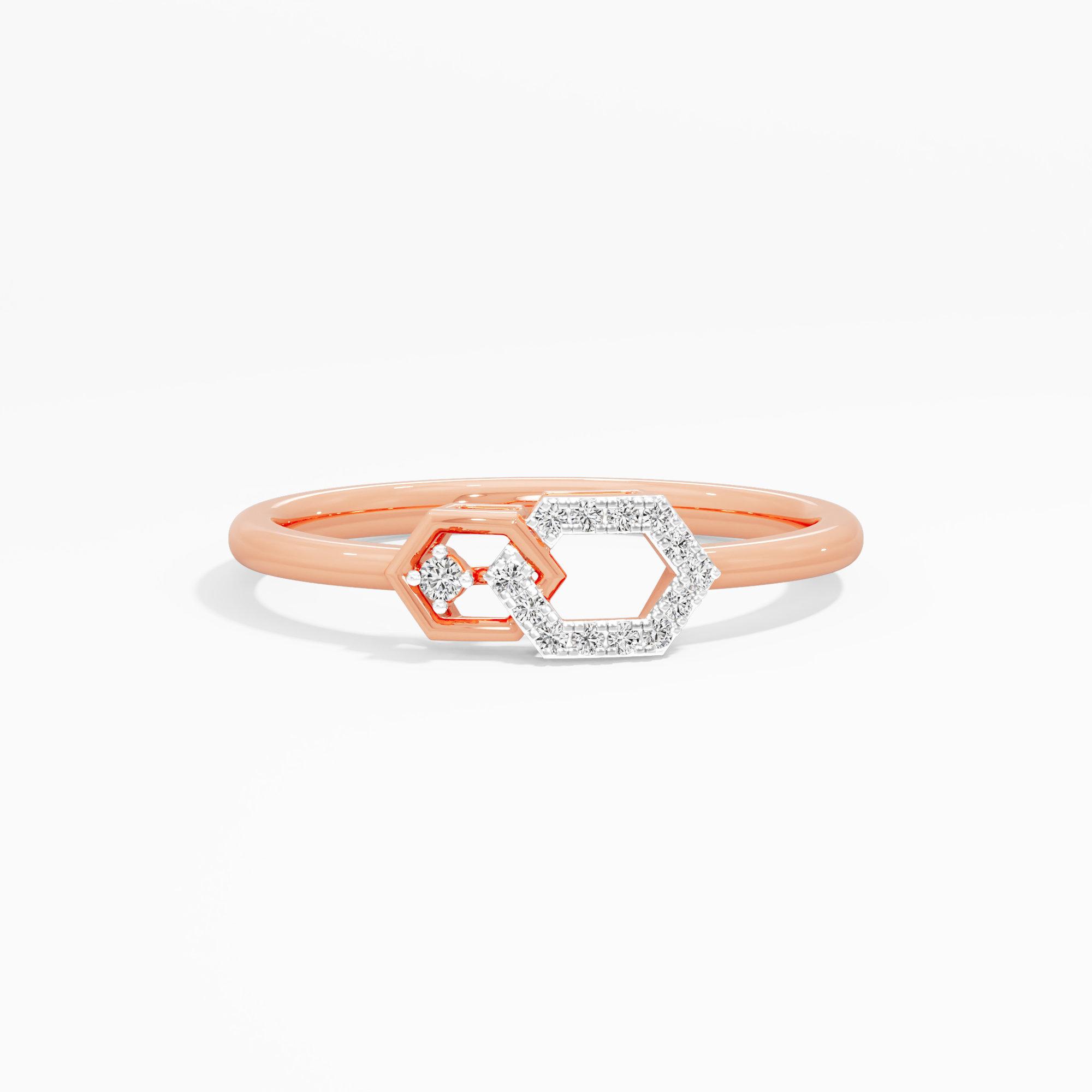 Interlocked Radiance Halos Ring in 9KT Rose Gold (Diamond Quality: EF-VVS VS)