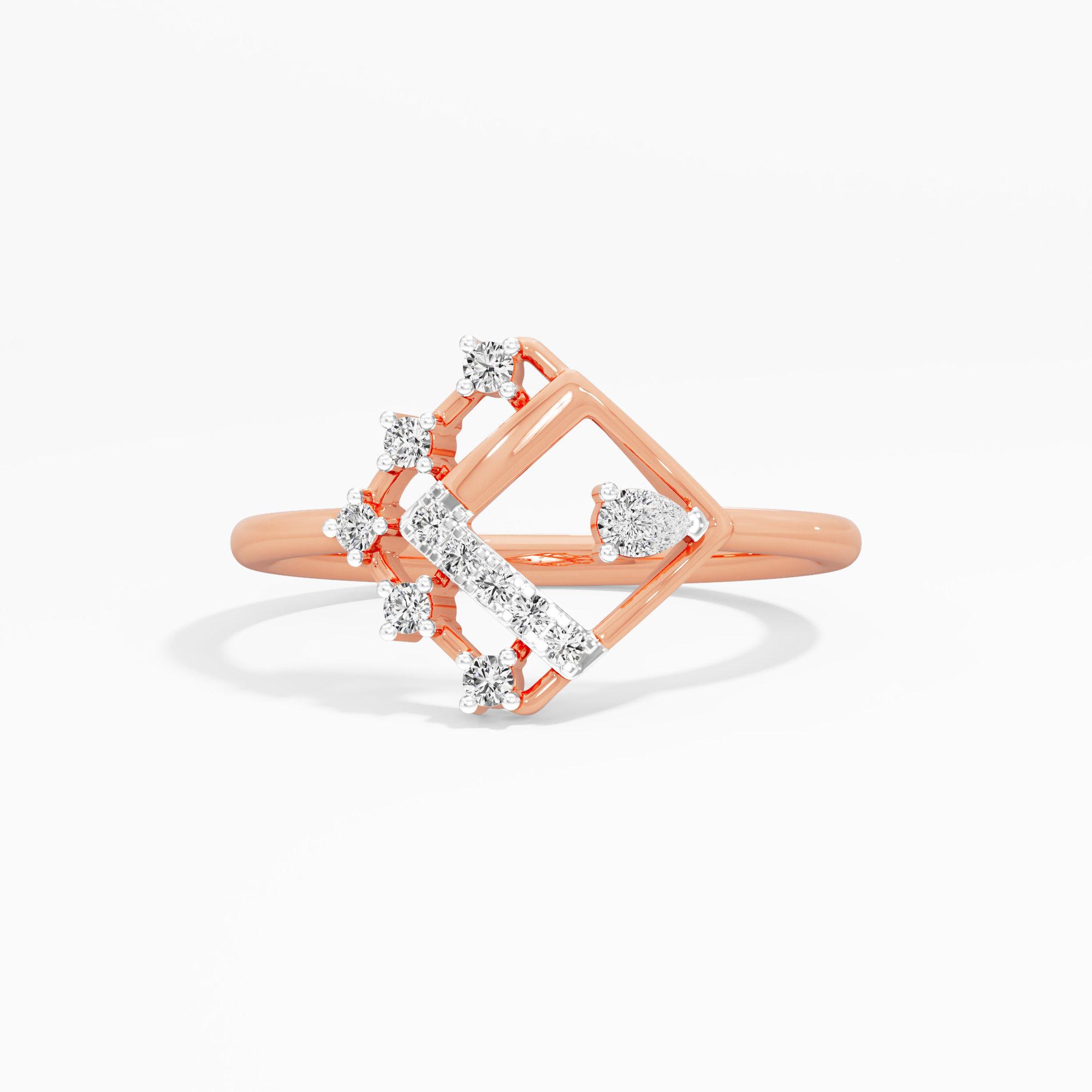 Celestial Compass Cocktail Ring in 9KT Rose Gold (Diamond Quality: FG-VVS VS)