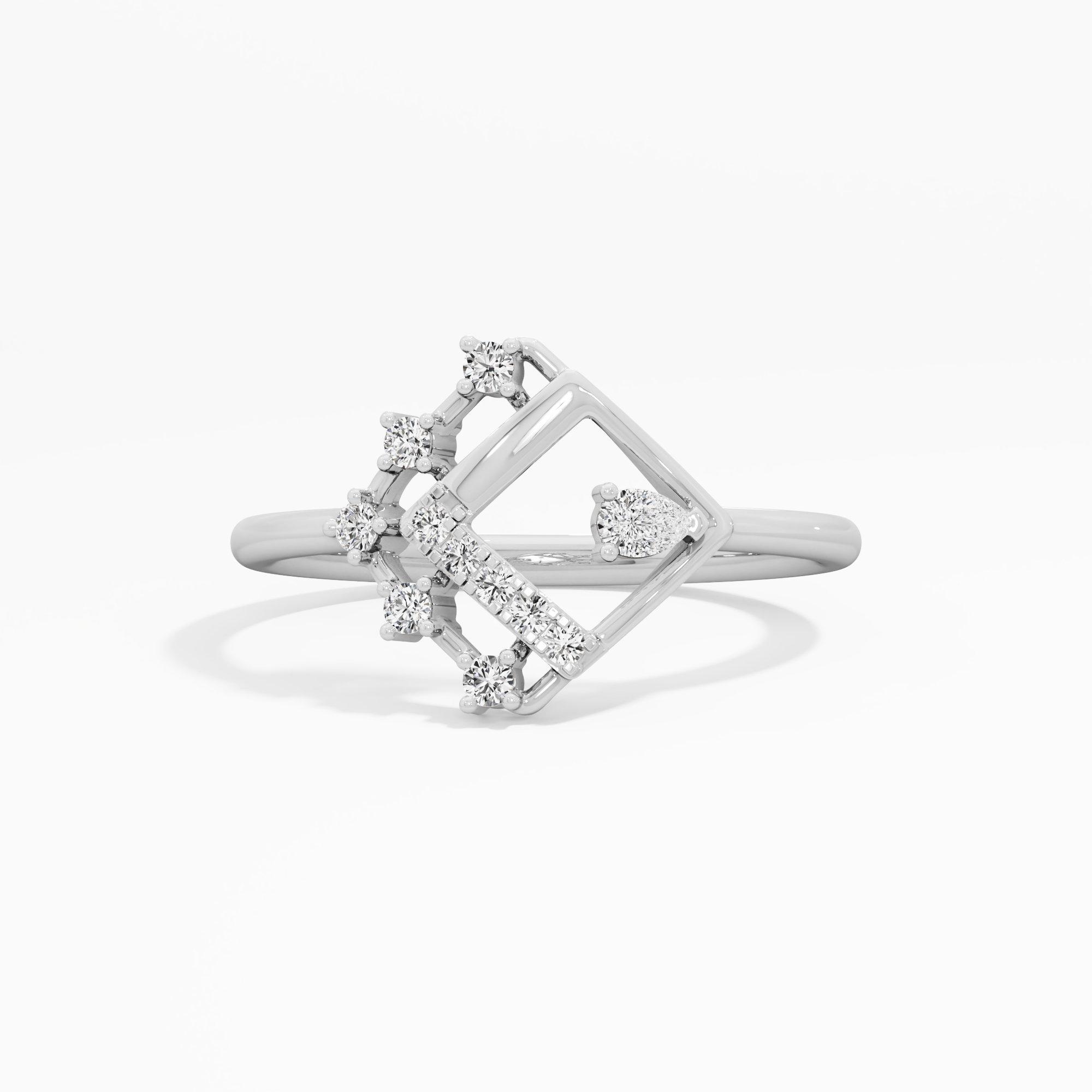 Celestial Compass Cocktail Ring in 9KT White Gold (Diamond Quality: FG-VVS VS)