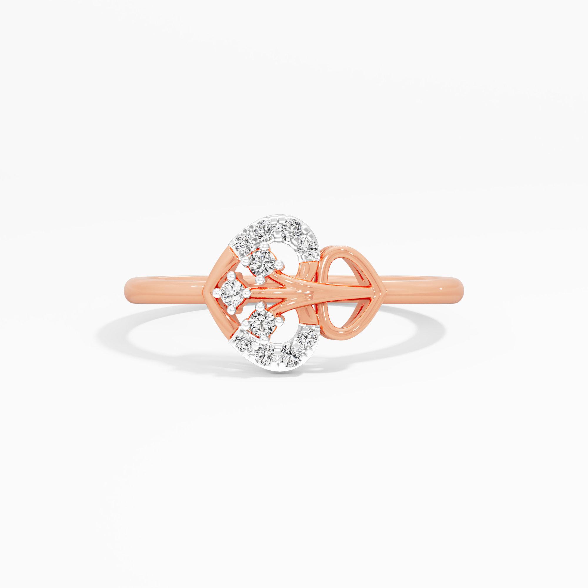 Glimmering Heart Cocktail Ring in 9KT Rose Gold (Diamond Quality: EF-VVS VS)