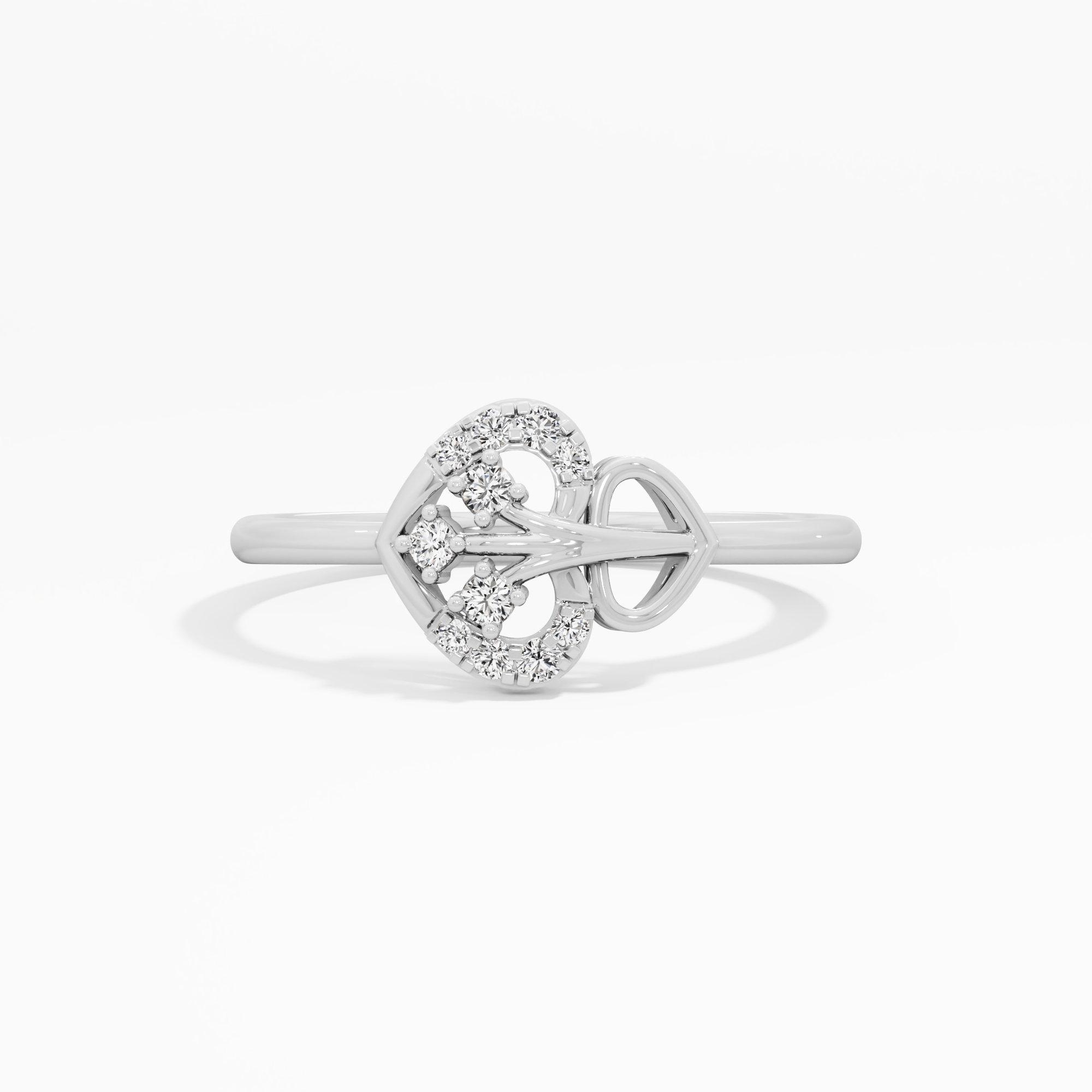 Glimmering Heart Cocktail Ring in 9KT White Gold (Diamond Quality: EF-VVS VS)