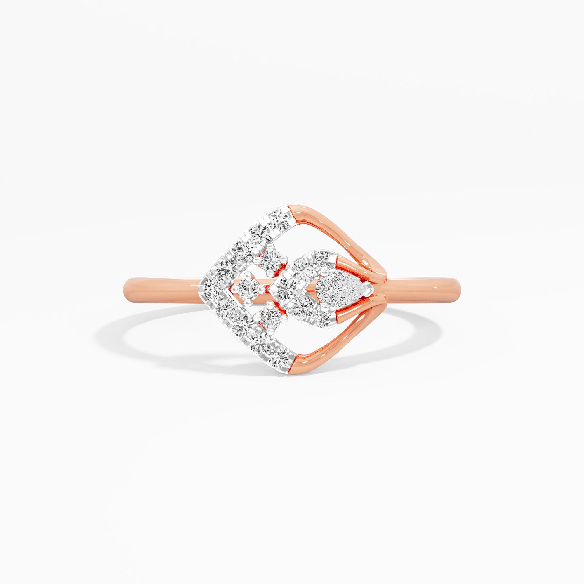 Luminous Lattice Halos Ring in 9KT Rose Gold (Diamond Quality: FG-VVS VS)