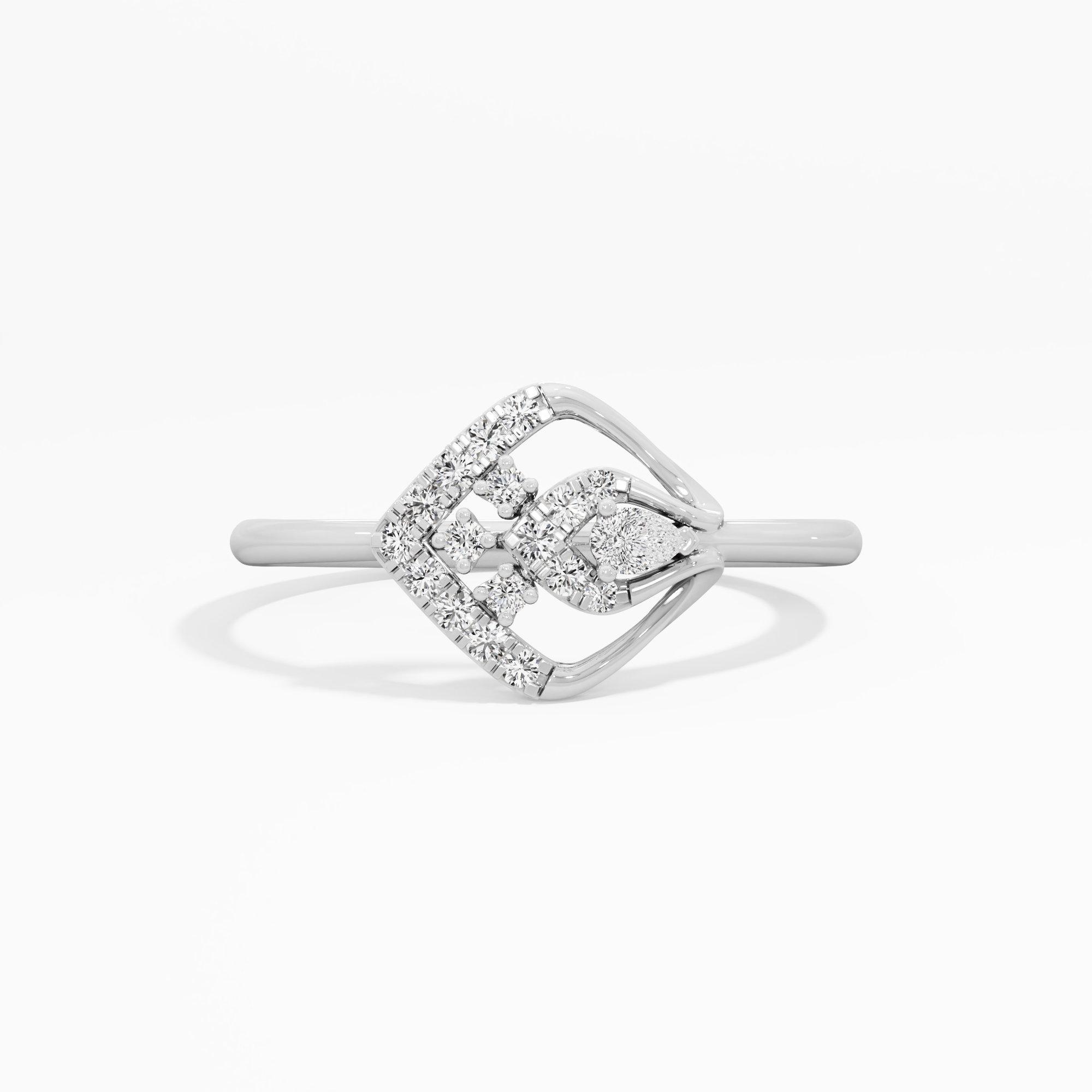 Luminous Lattice Halos Ring in 9KT White Gold (Diamond Quality: FG-VVS VS)